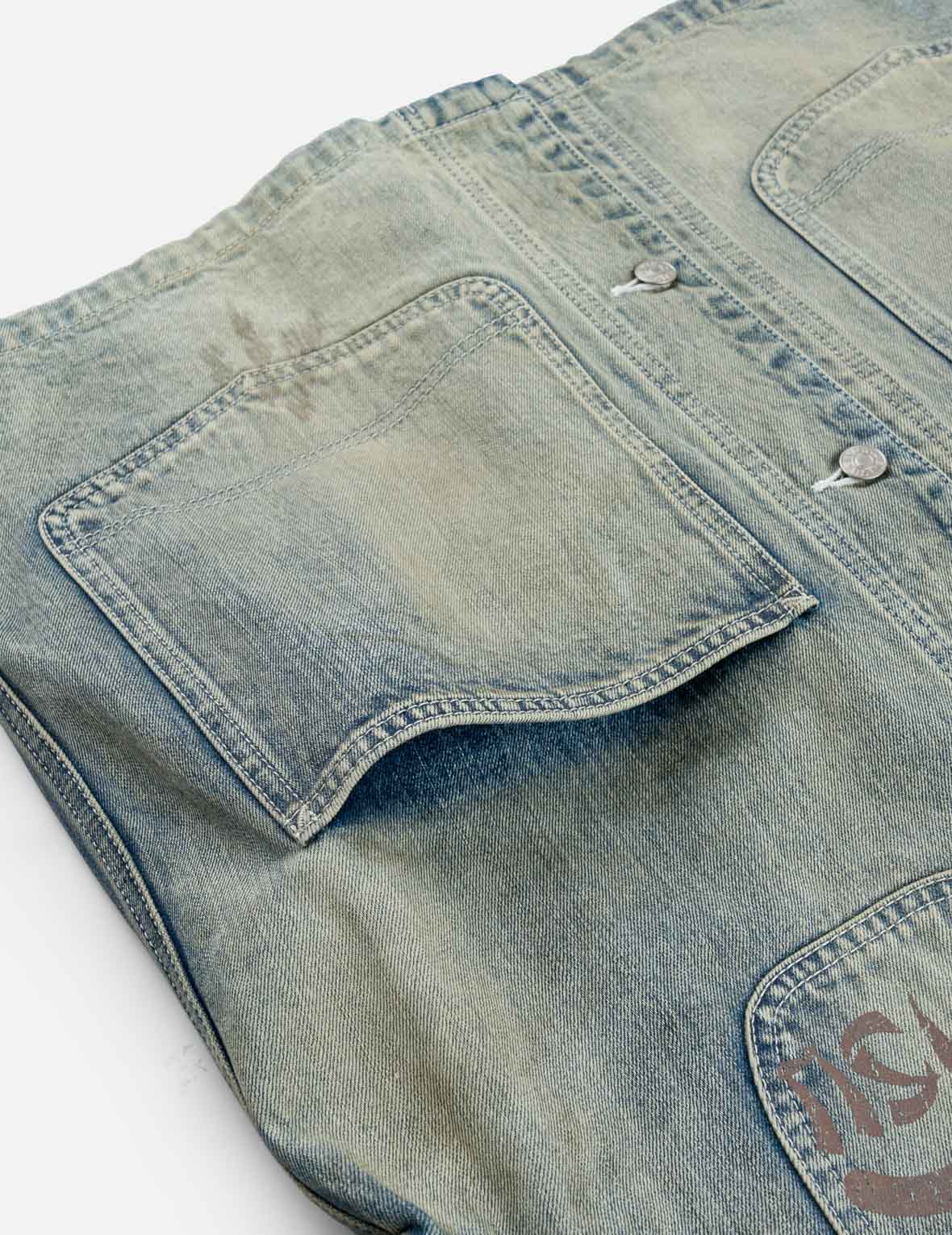 Heart Cowgirl Print Vintage Washed Denim Chore Jacket