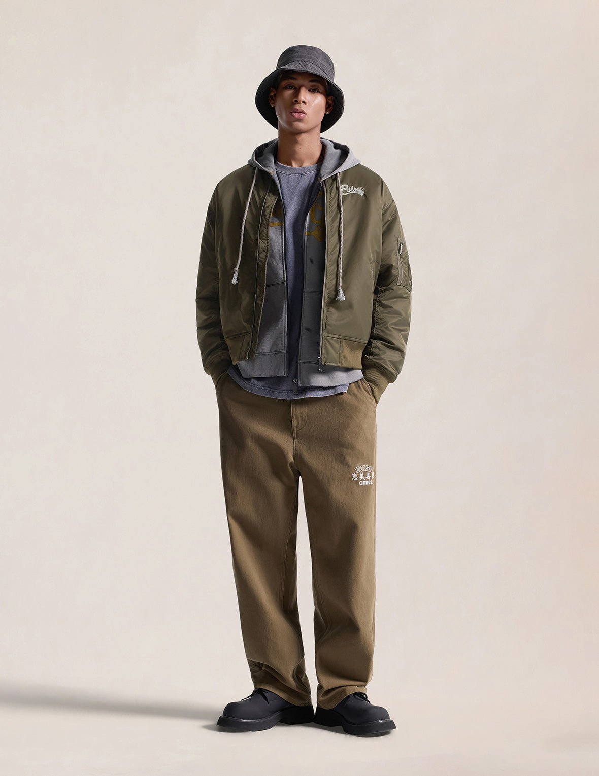 Padded Sun-Faded Daicock Bomber Jacket