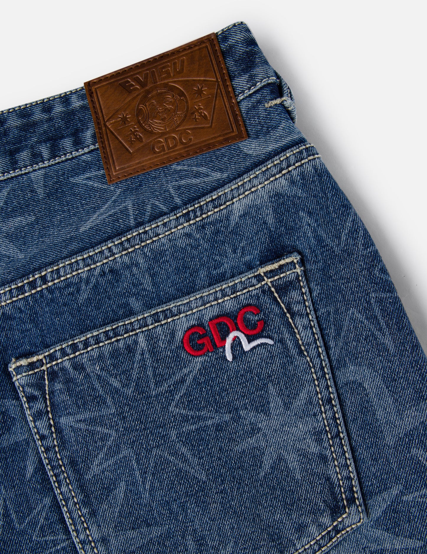 EVISU X GDC Allover Washed Print Relax Fit Jeans