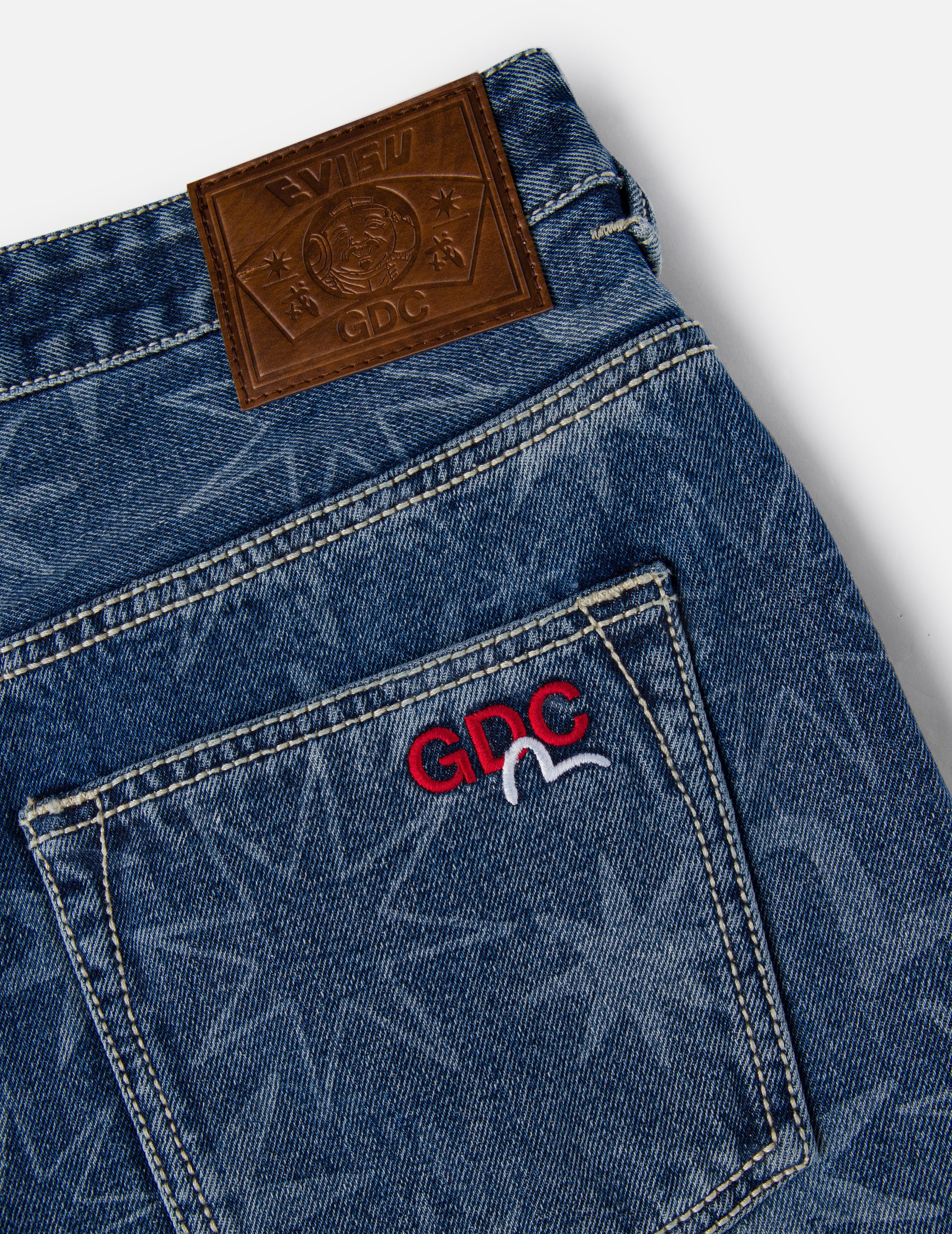 EVISU X GDC Allover Washed Print Relax Fit Jeans