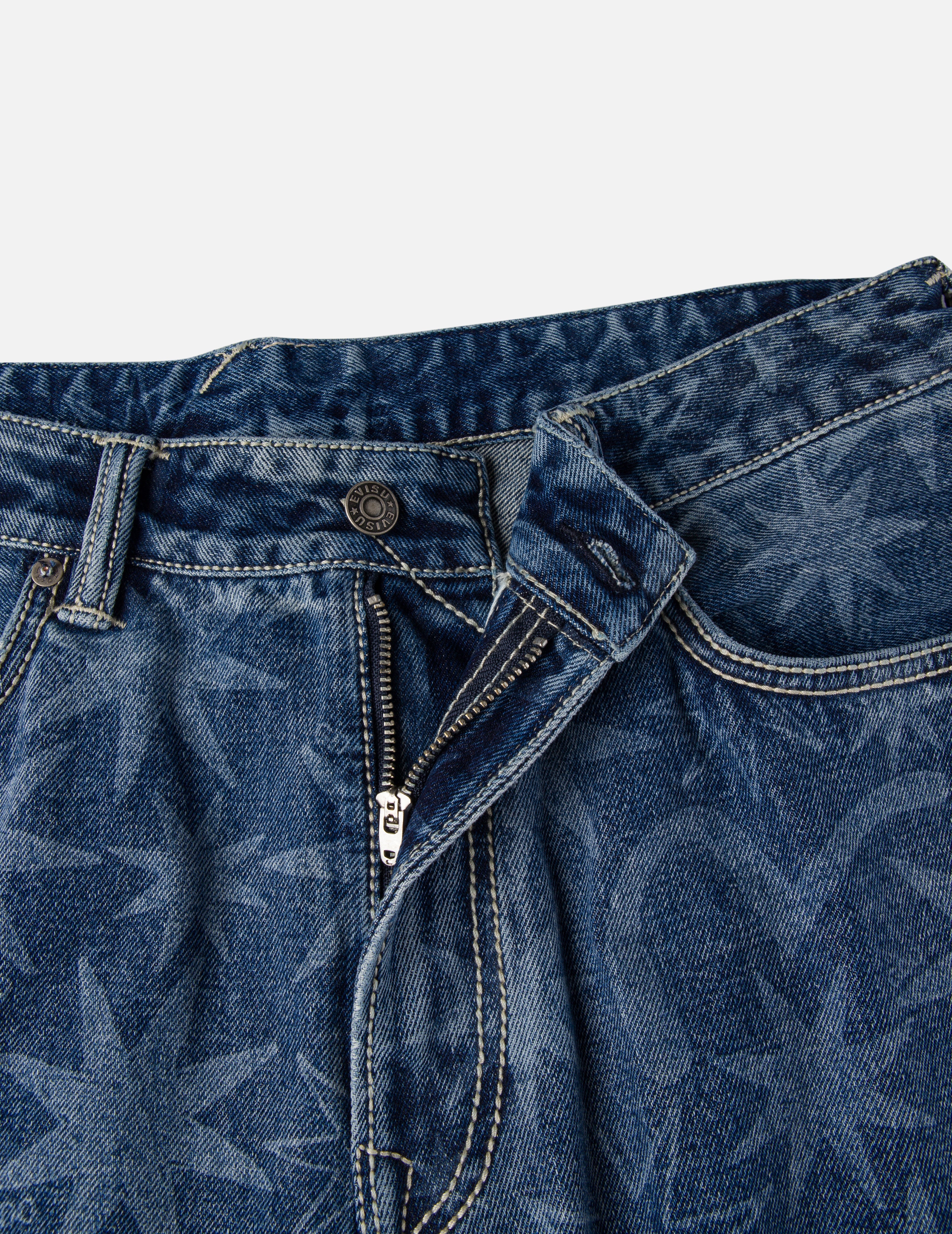 EVISU X GDC Allover Washed Print Relax Fit Jeans