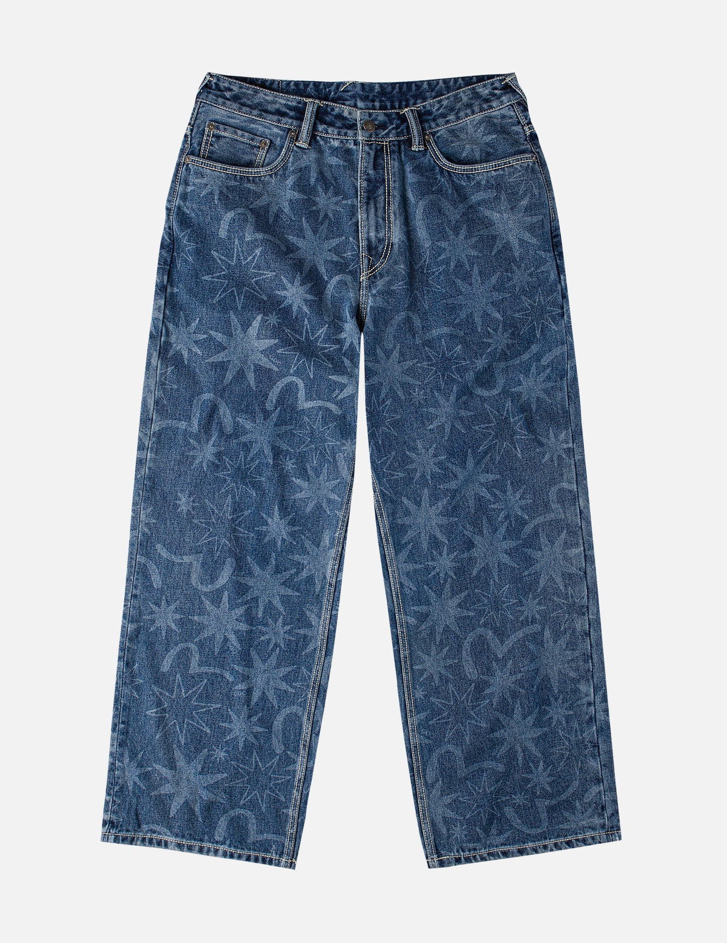 EVISU X GDC Allover Washed Print Relax Fit Jeans