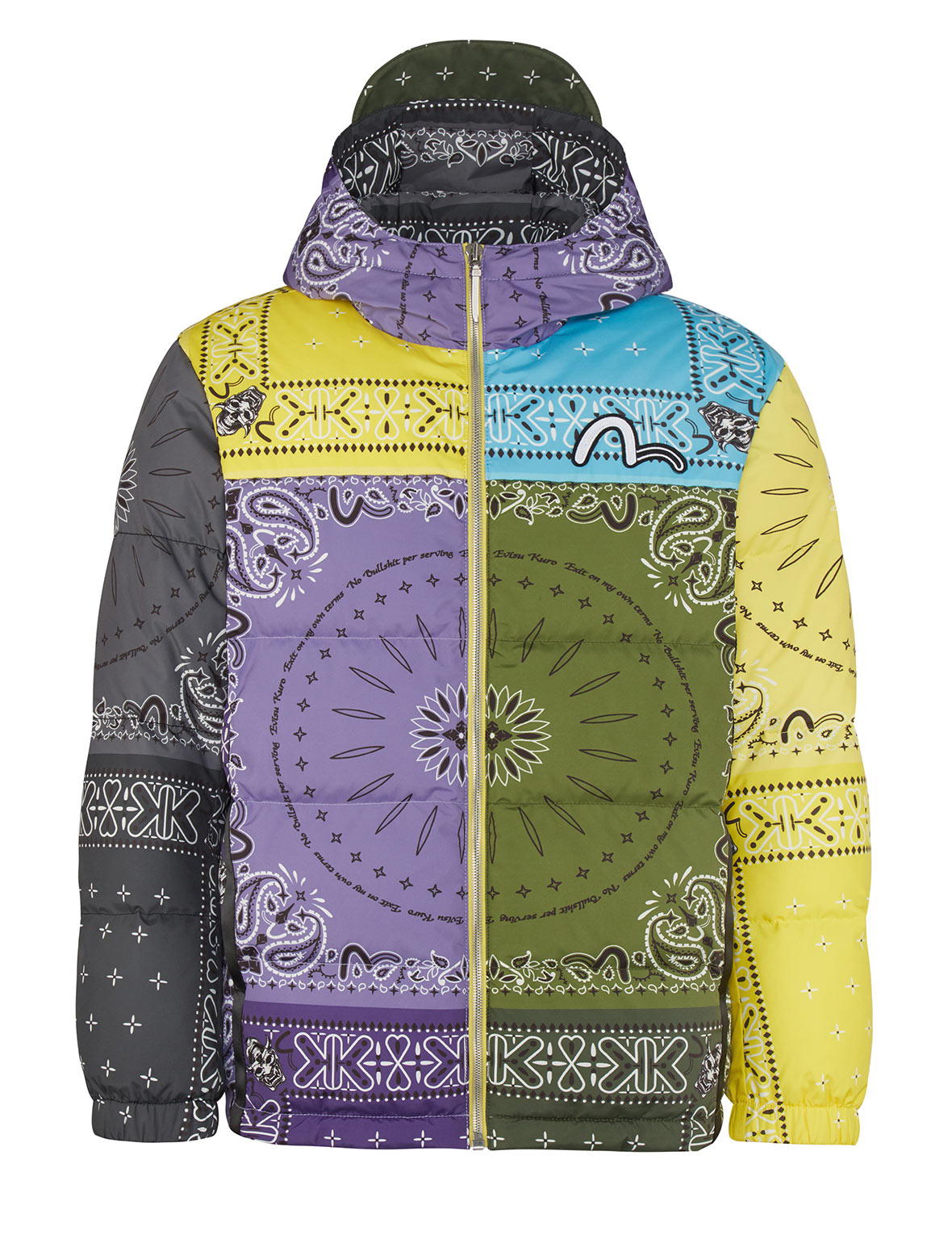 Colorblock Bandana Print Down Jacket