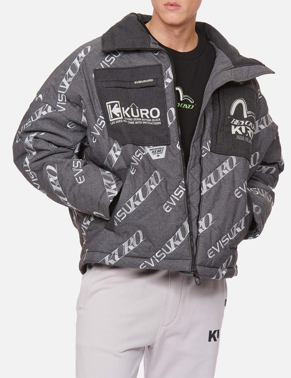 Allover Logo Embroidered Padded Jacket