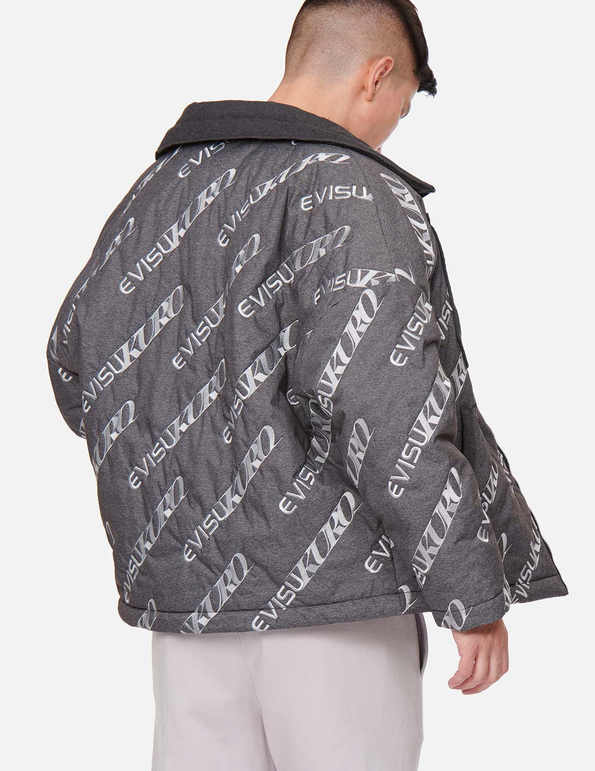 Allover Logo Embroidered Padded Jacket