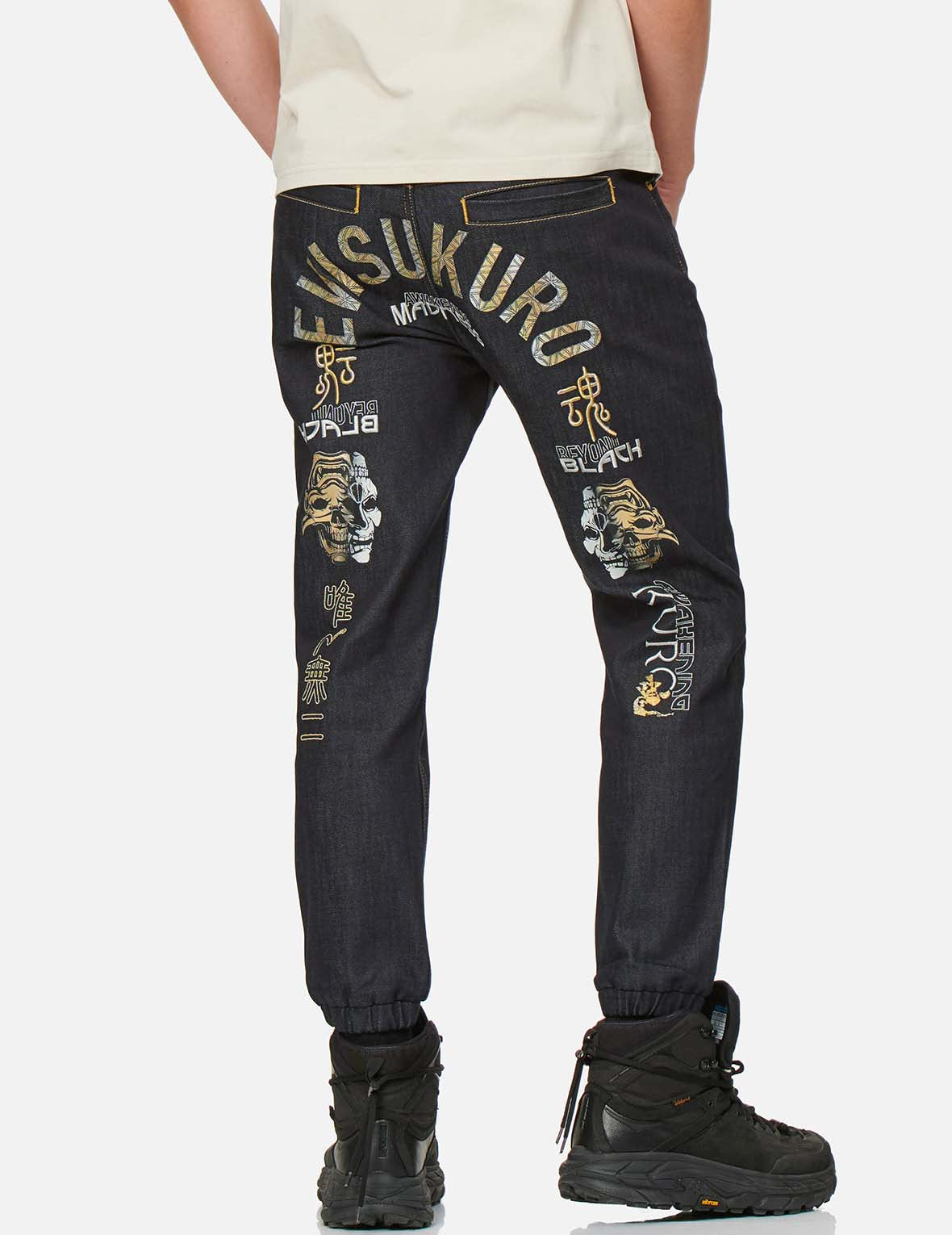 Hannya Heraldry Denim Jogger Pants