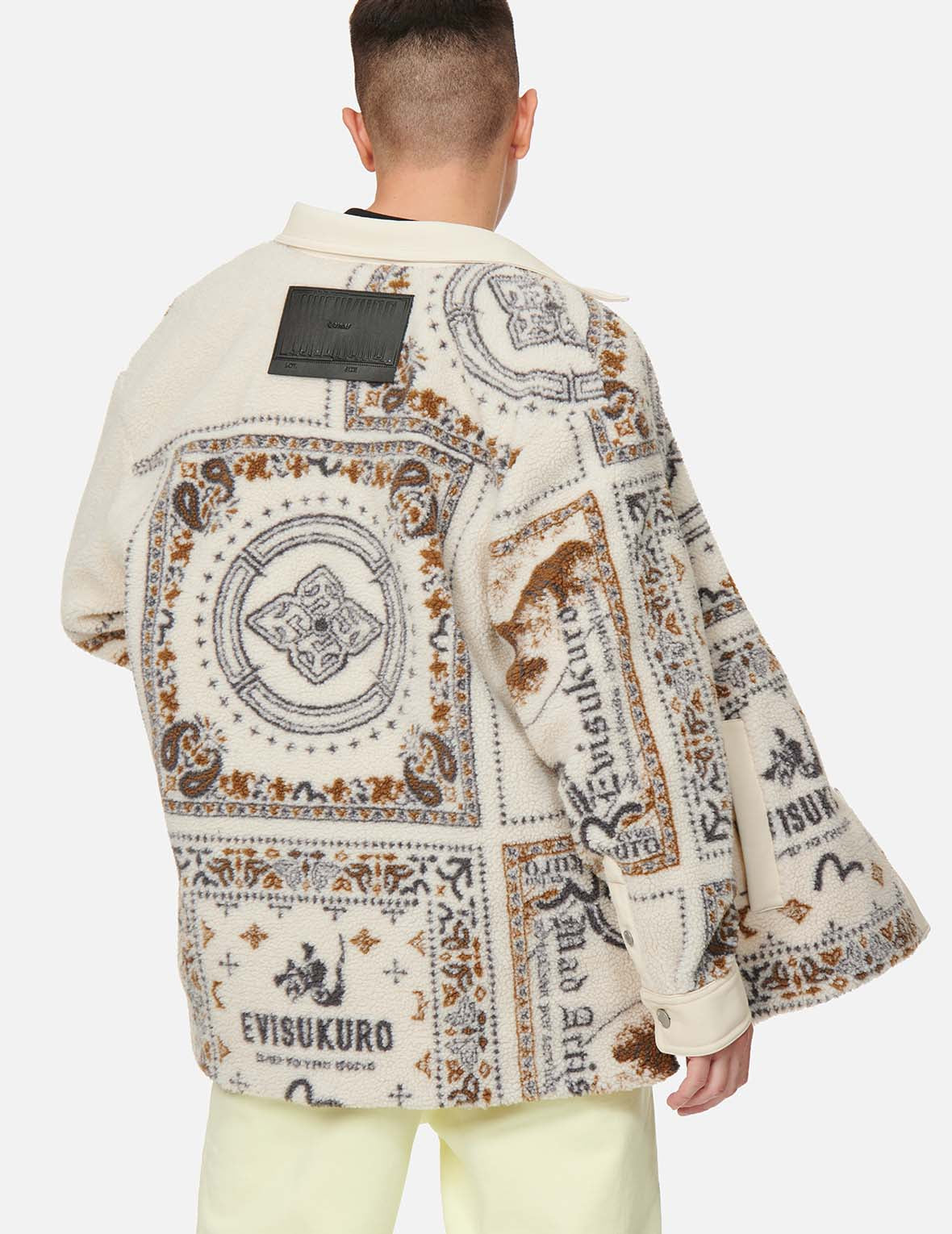 Paisley Print Sherpa Padded Shirt Jacket