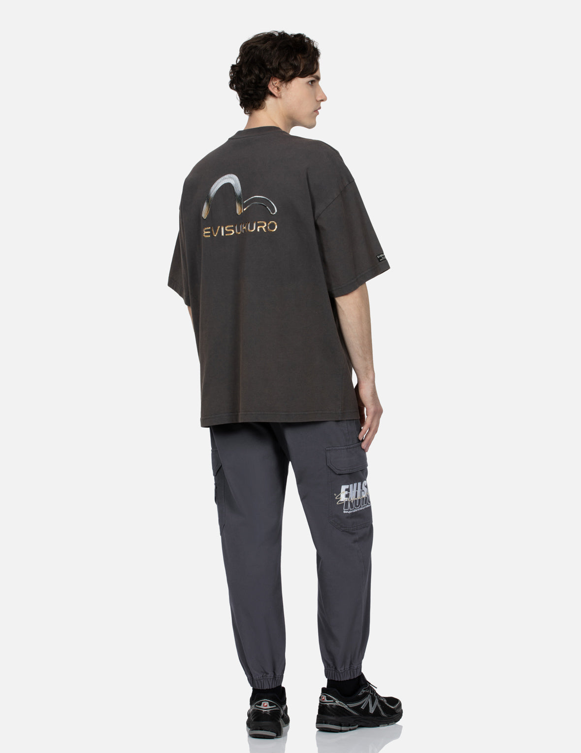 Metallic Seagull Print Oversized T-shirt