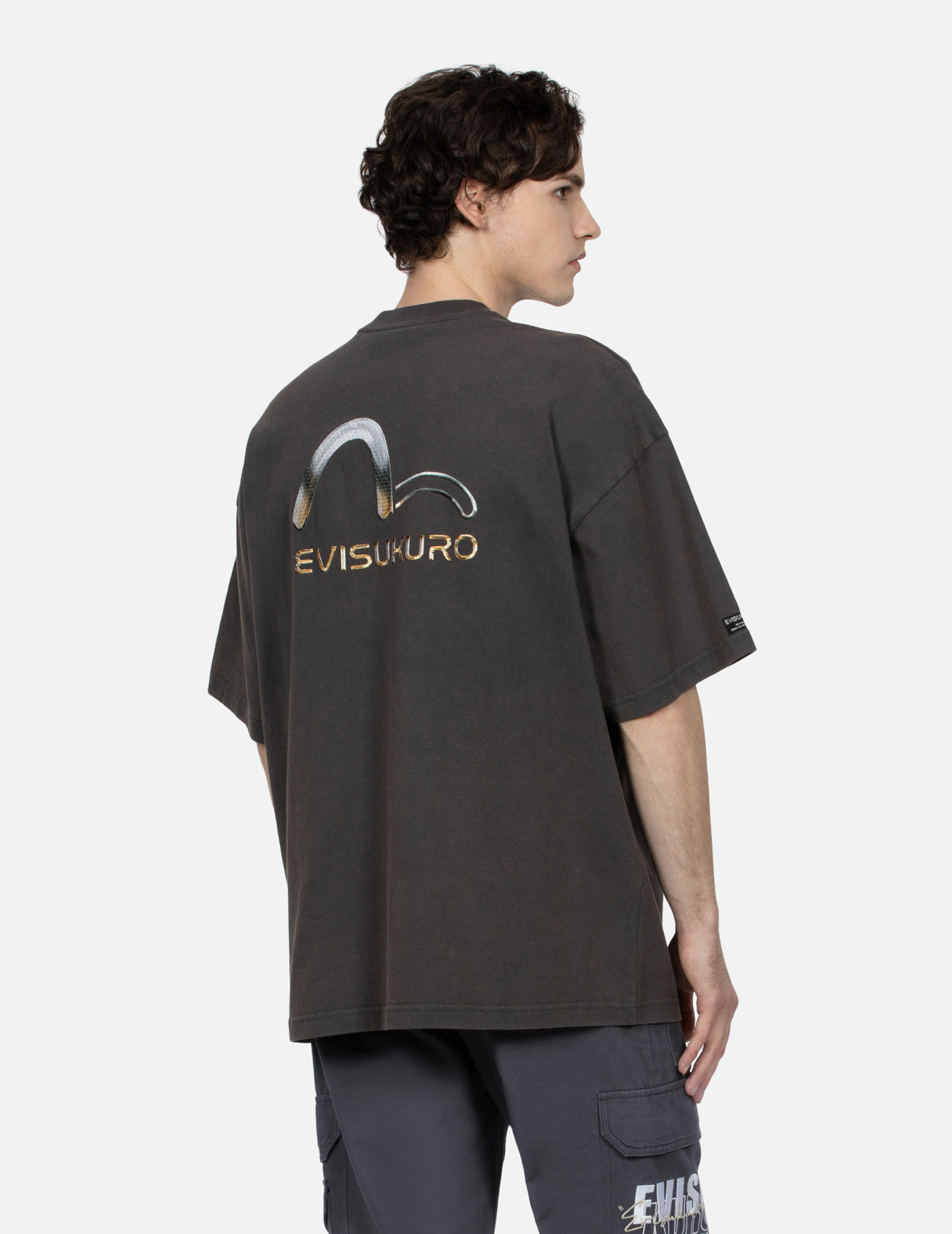 Metallic Seagull Print Oversized T-shirt