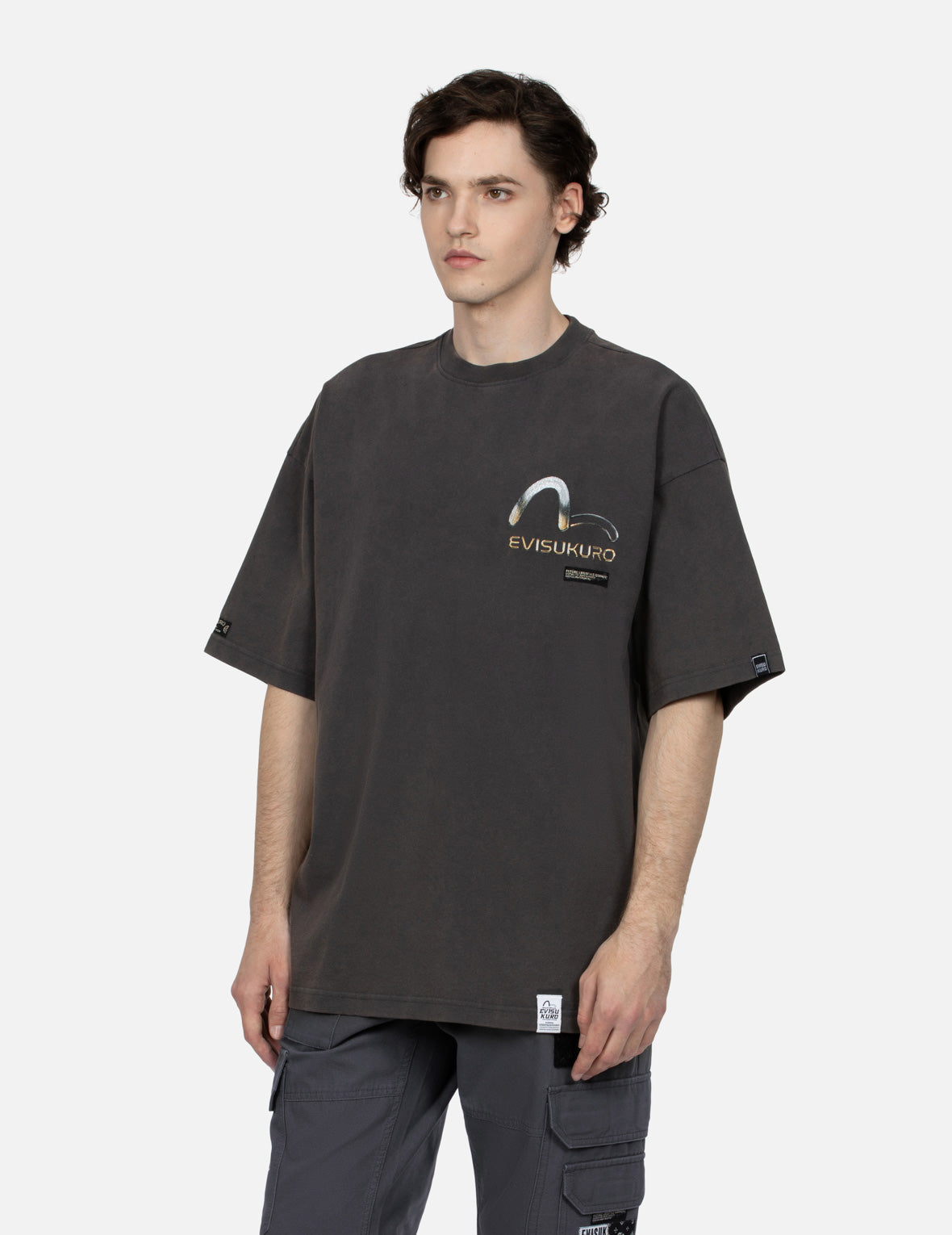 Metallic Seagull Print Oversized T-shirt