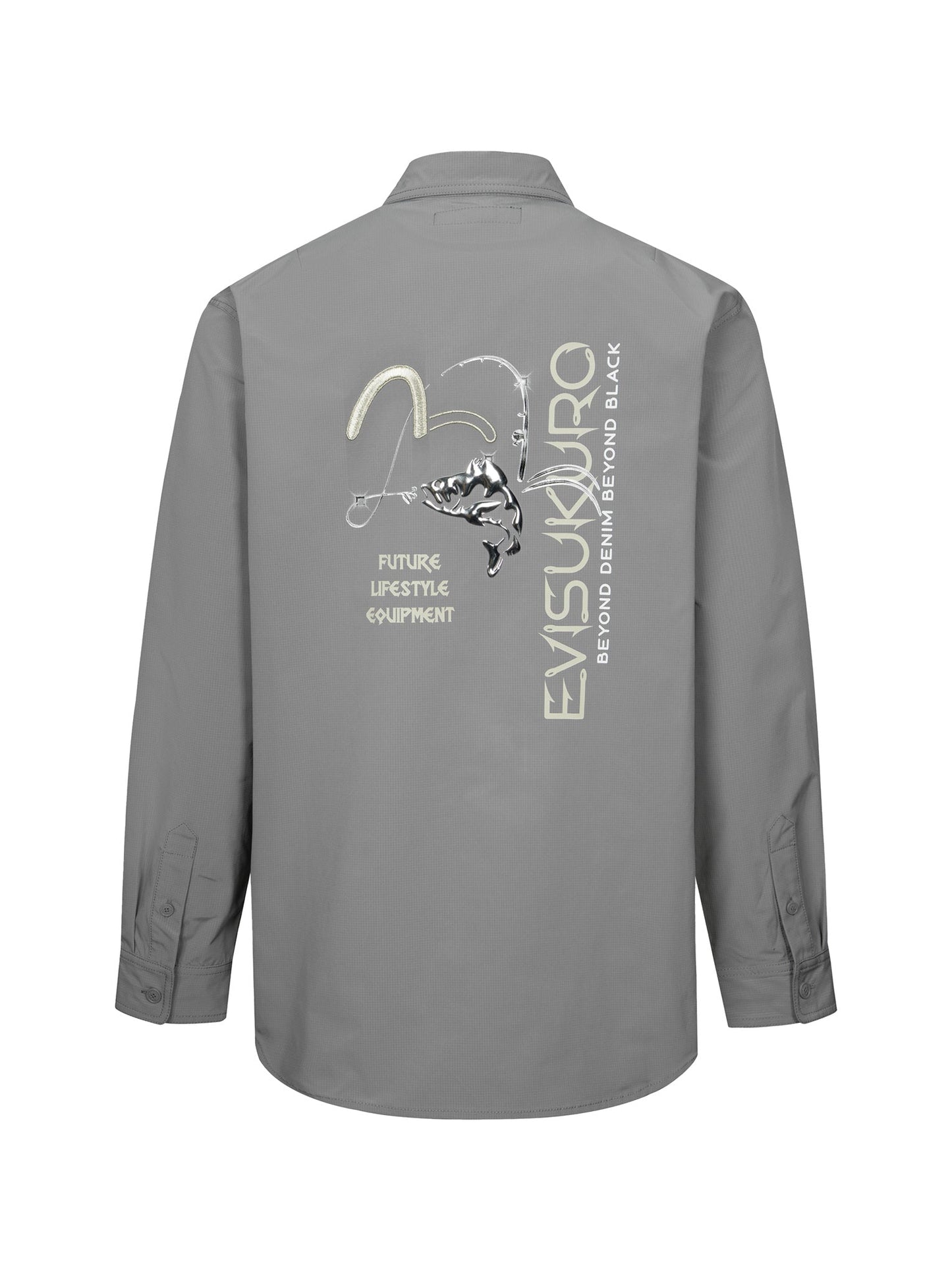 3D Metallic Fishing Logo Print Relax Fit Shirt