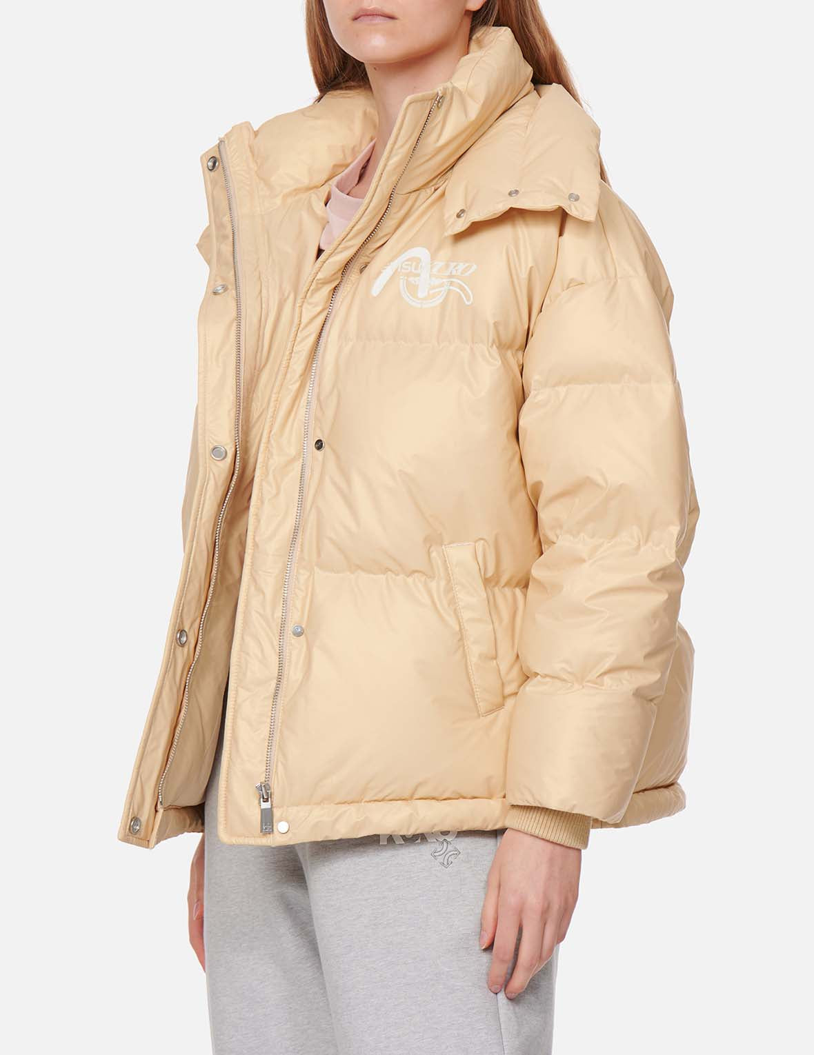 Double Collar Down Jacket with Quilted Seagull