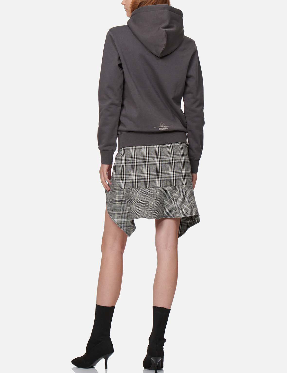 Asymmetric Ruffle Mixed Plaid Skirt