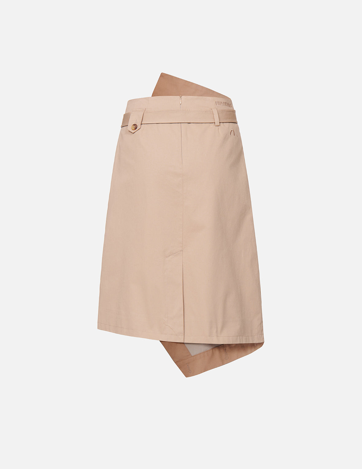 Fabric Mixed Wrapped Trench Skirt