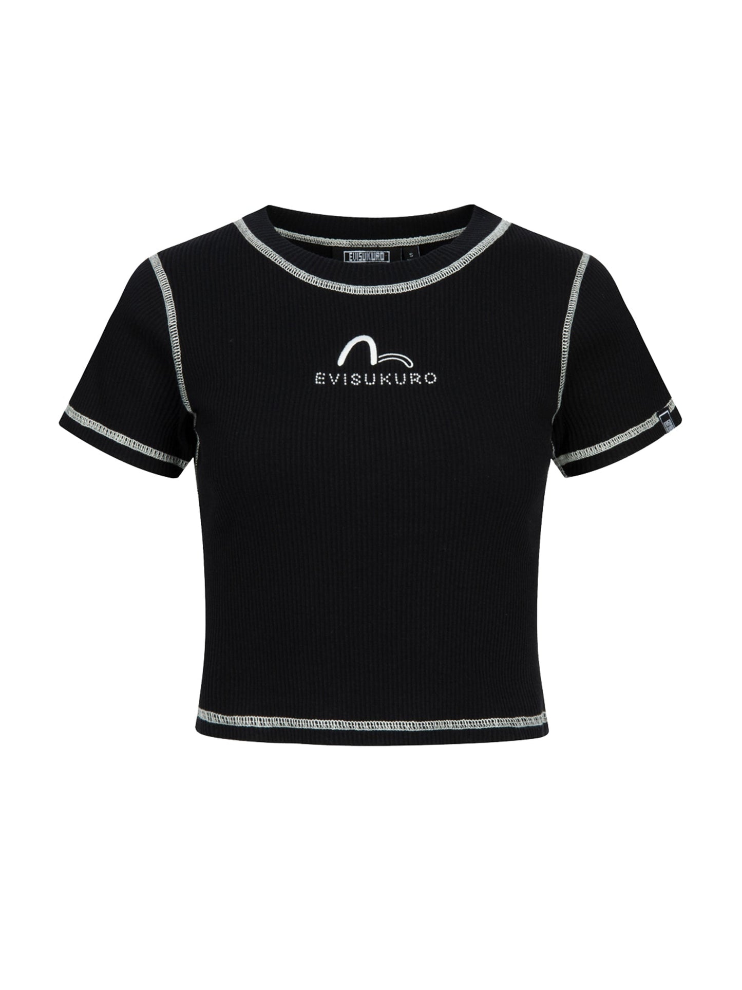 Seagull Embroidery Stud Slim Knit Top