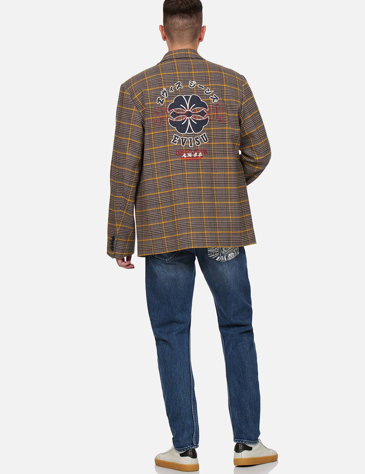 Kamon Appliqué Checked Blazer