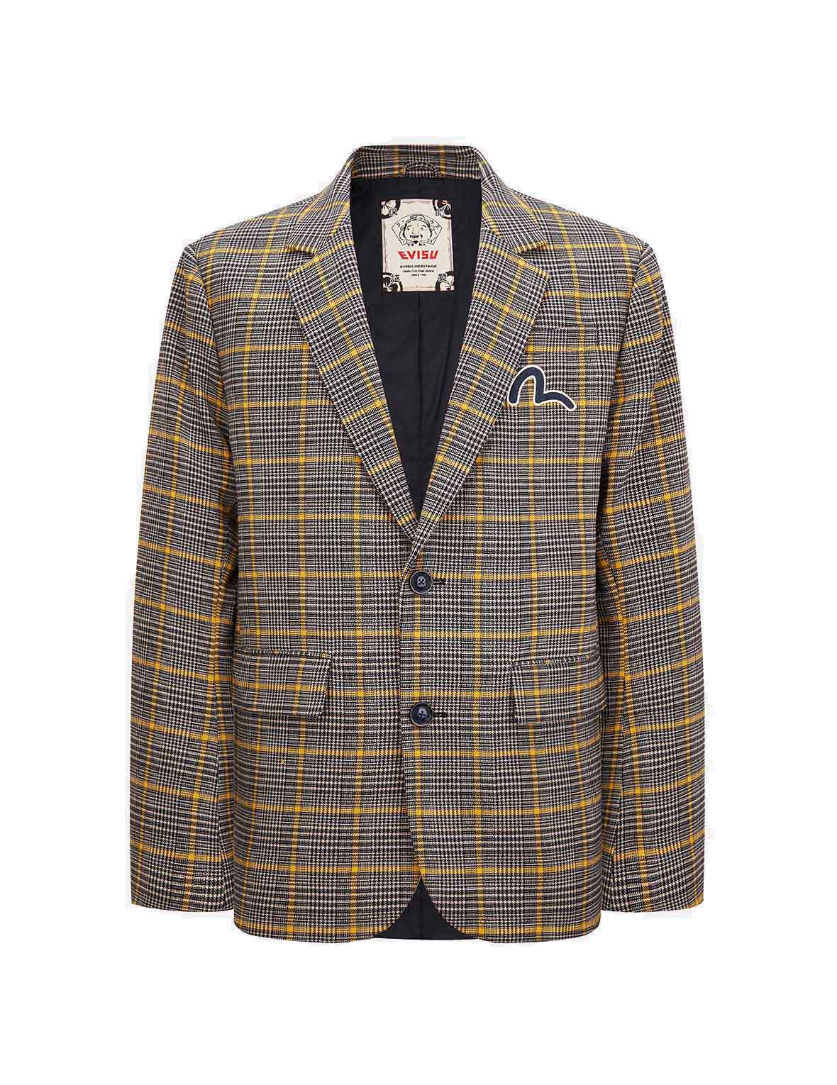 Kamon Appliqué Checked Blazer