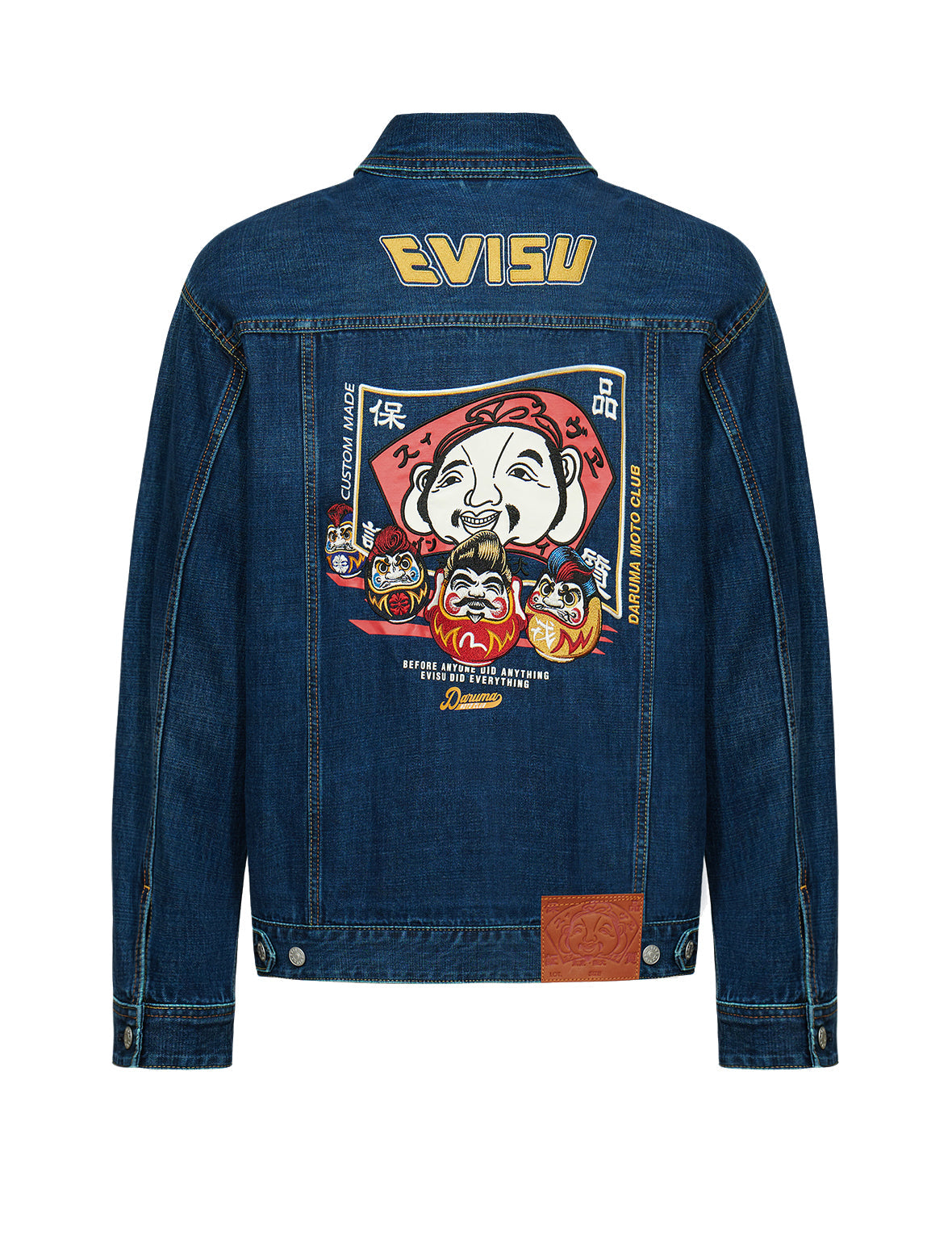 Godhead Flag and Daruma Embroidered Denim Jacket