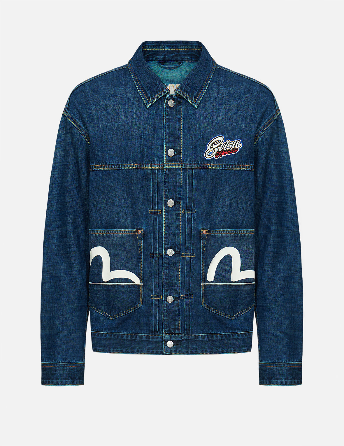 Godhead Flag and Daruma Embroidered Denim Jacket