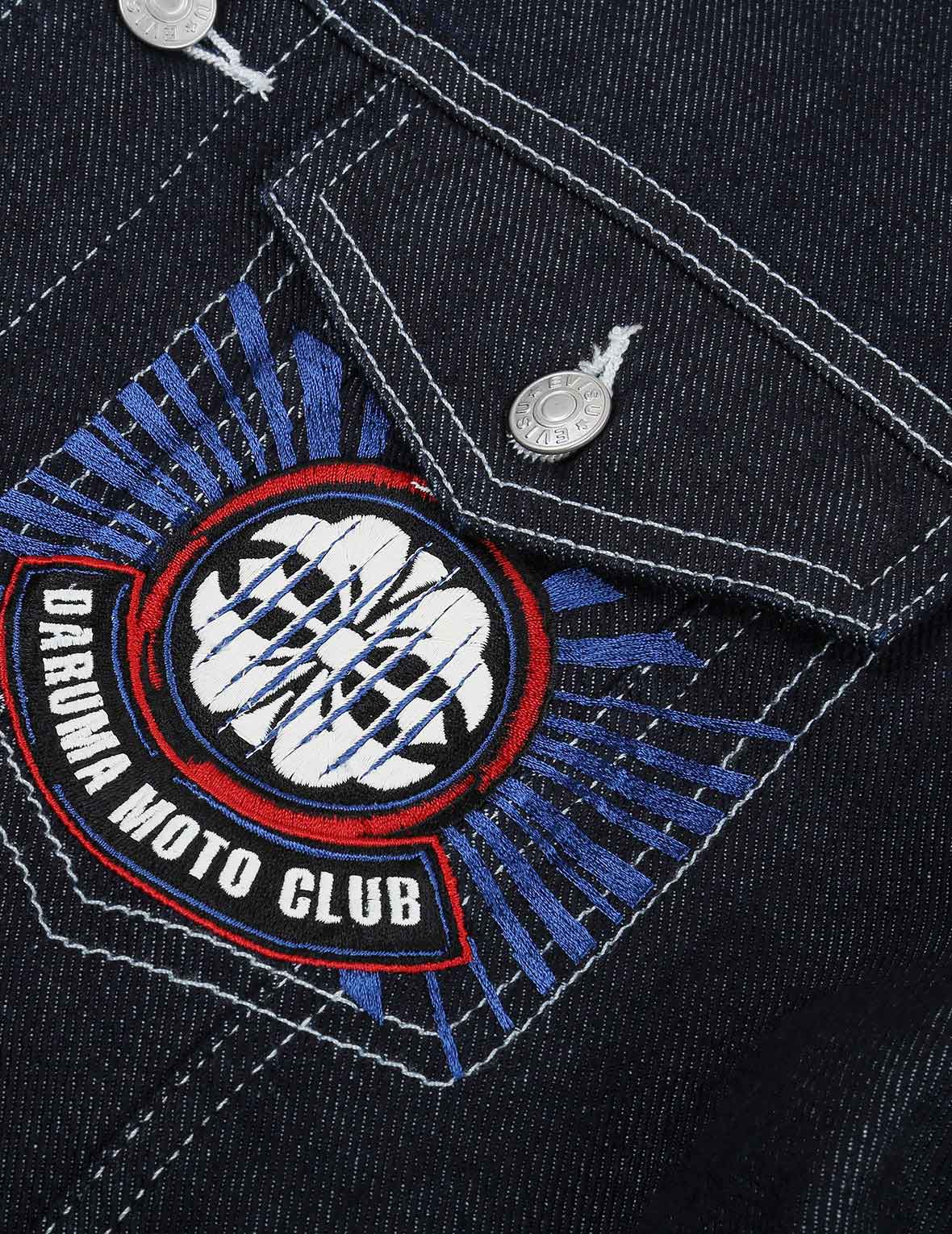 Motorcycle Daruma Embroidered Denim Jacket