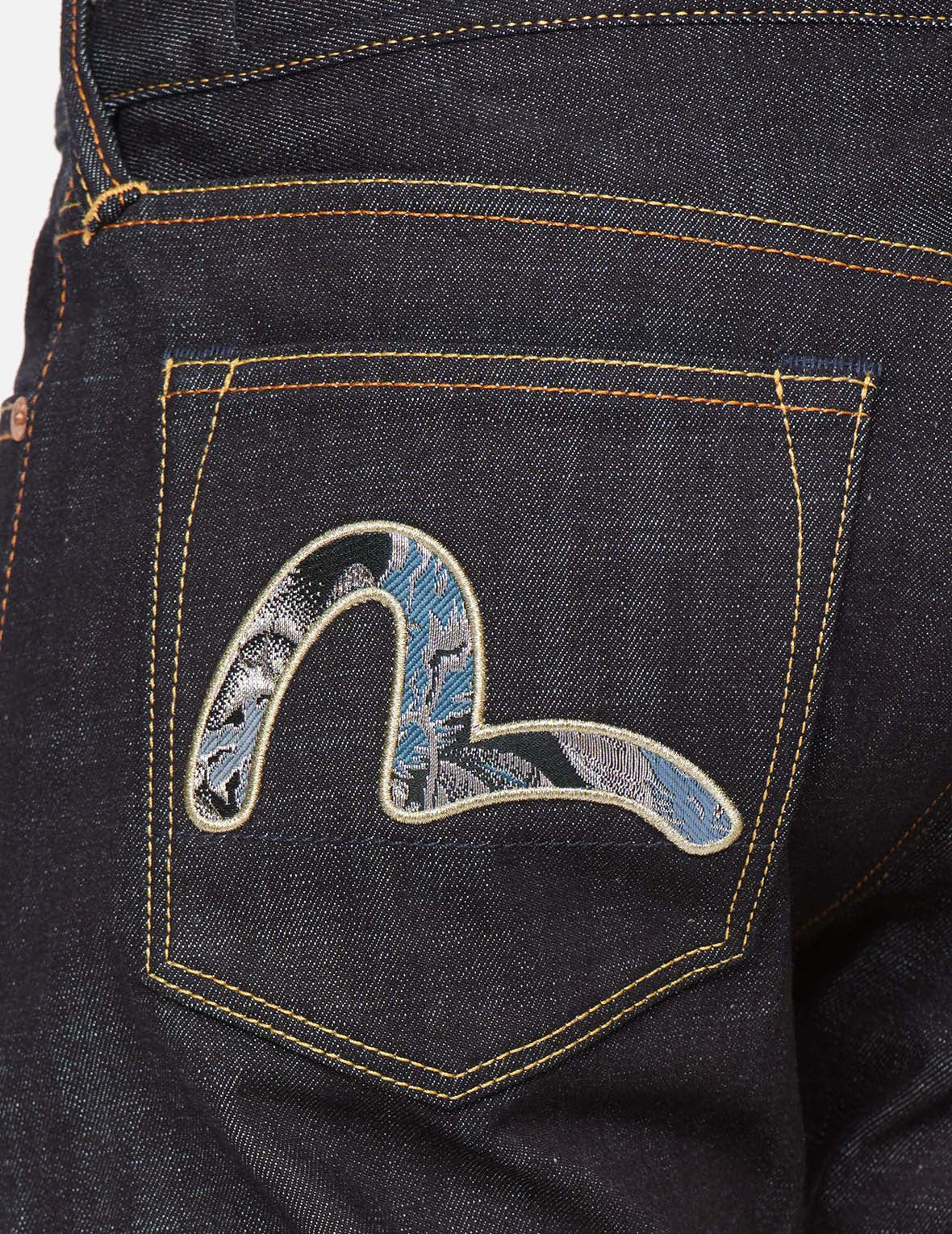 Brocade Seagull and Kamon Appliqué Slim Straight fit Jeans #2010