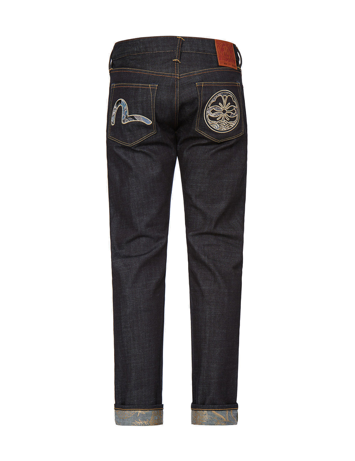 Brocade Seagull and Kamon Appliqué Slim Straight fit Jeans #2010