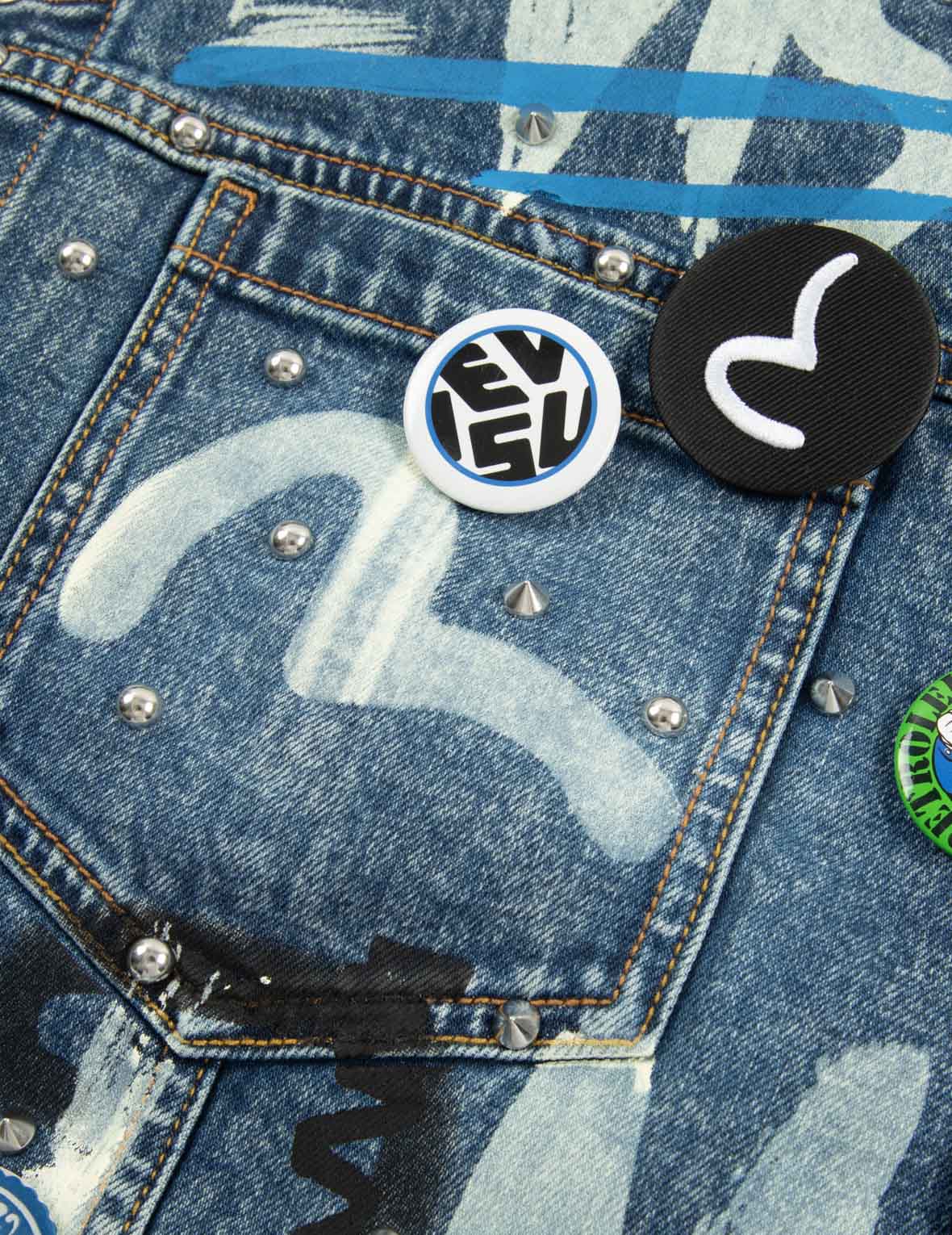 Allover Studs and Pins Loose Fit Denim Jacket