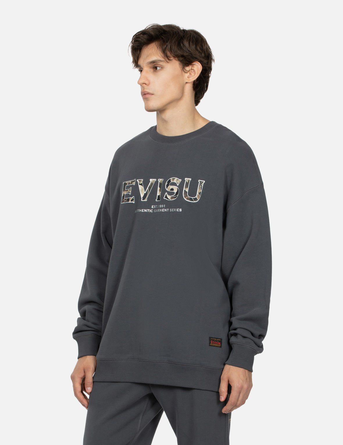 Deer and Cloud-pattern Logo Print Loose Fit Sweatshirt