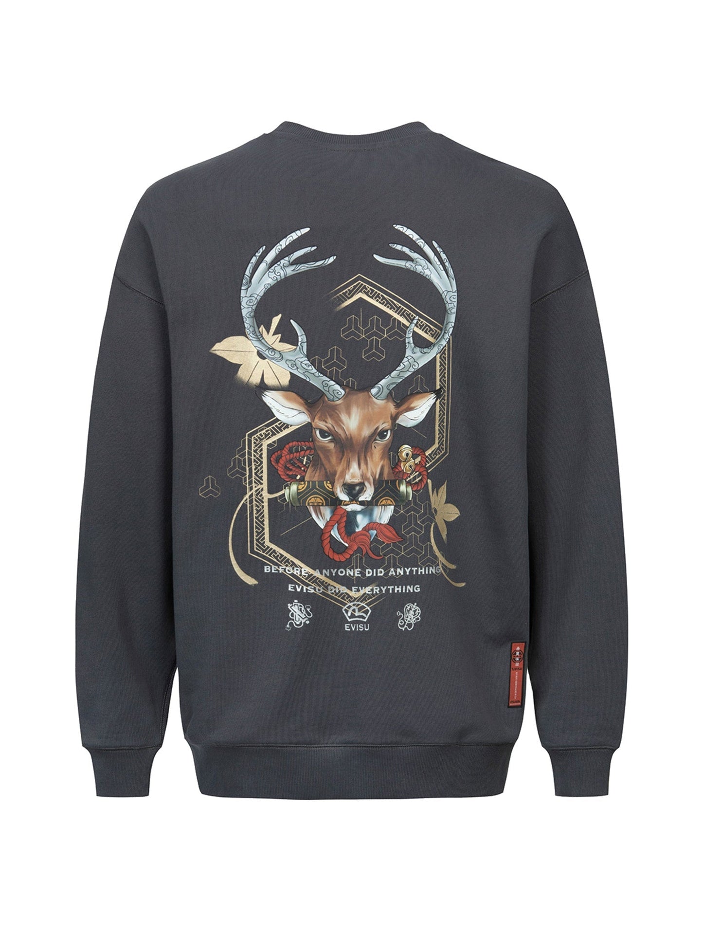 Deer and Cloud-pattern Logo Print Loose Fit Sweatshirt