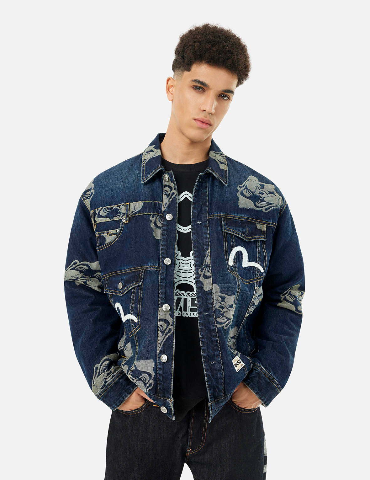 Allover Godhead Jacquard and Seagull Embroidery Loose Fit