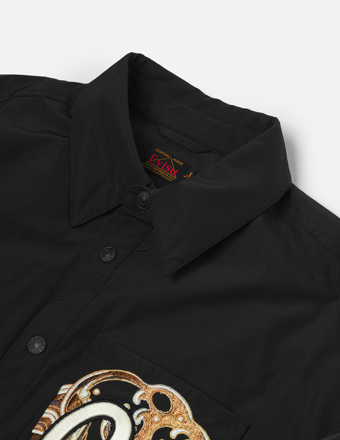 Seagull and Wave Embroidery Relax Fit Padded Shirt Jacket