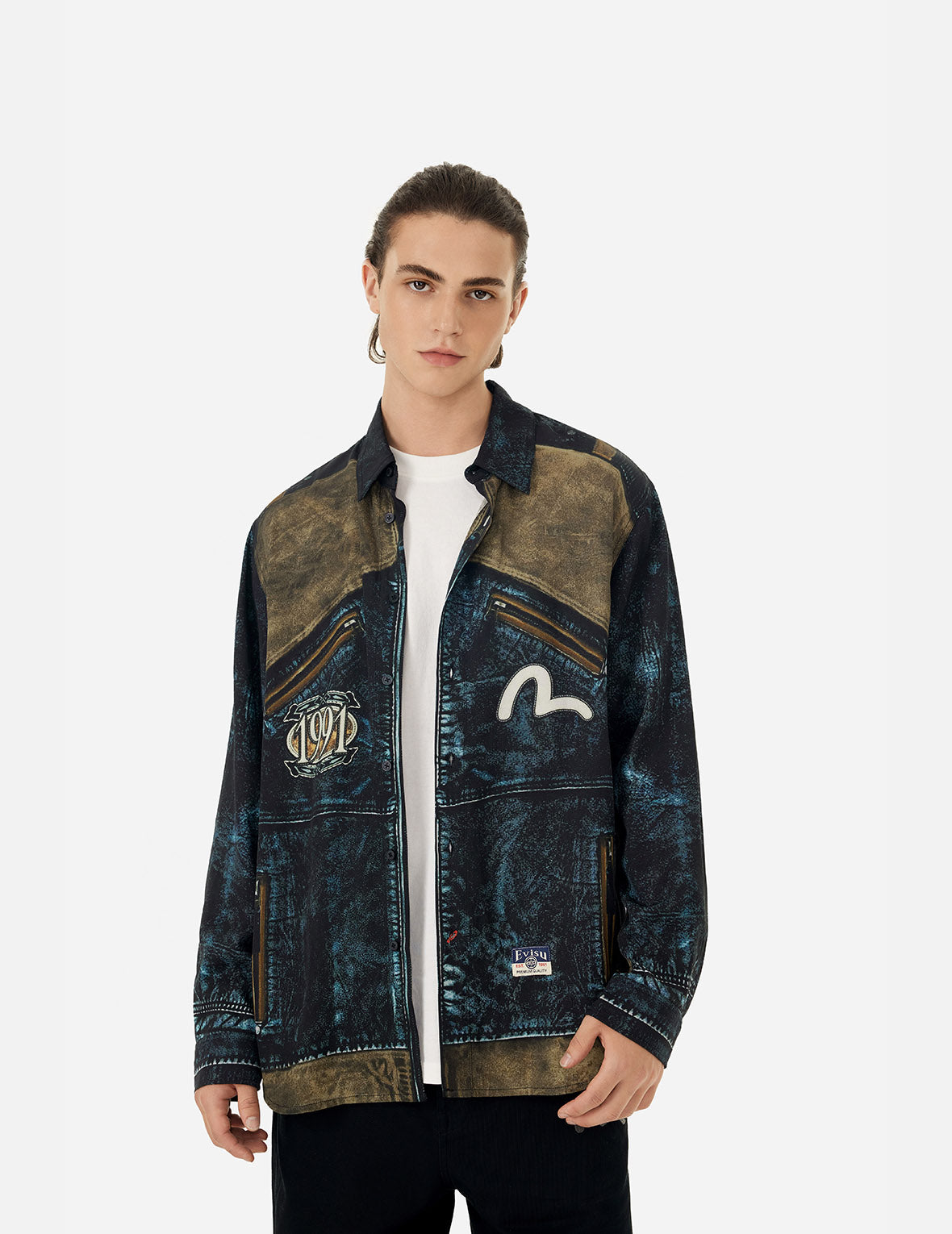 Replicate Biker Print Relax Fit Long-Sleeve Shirt