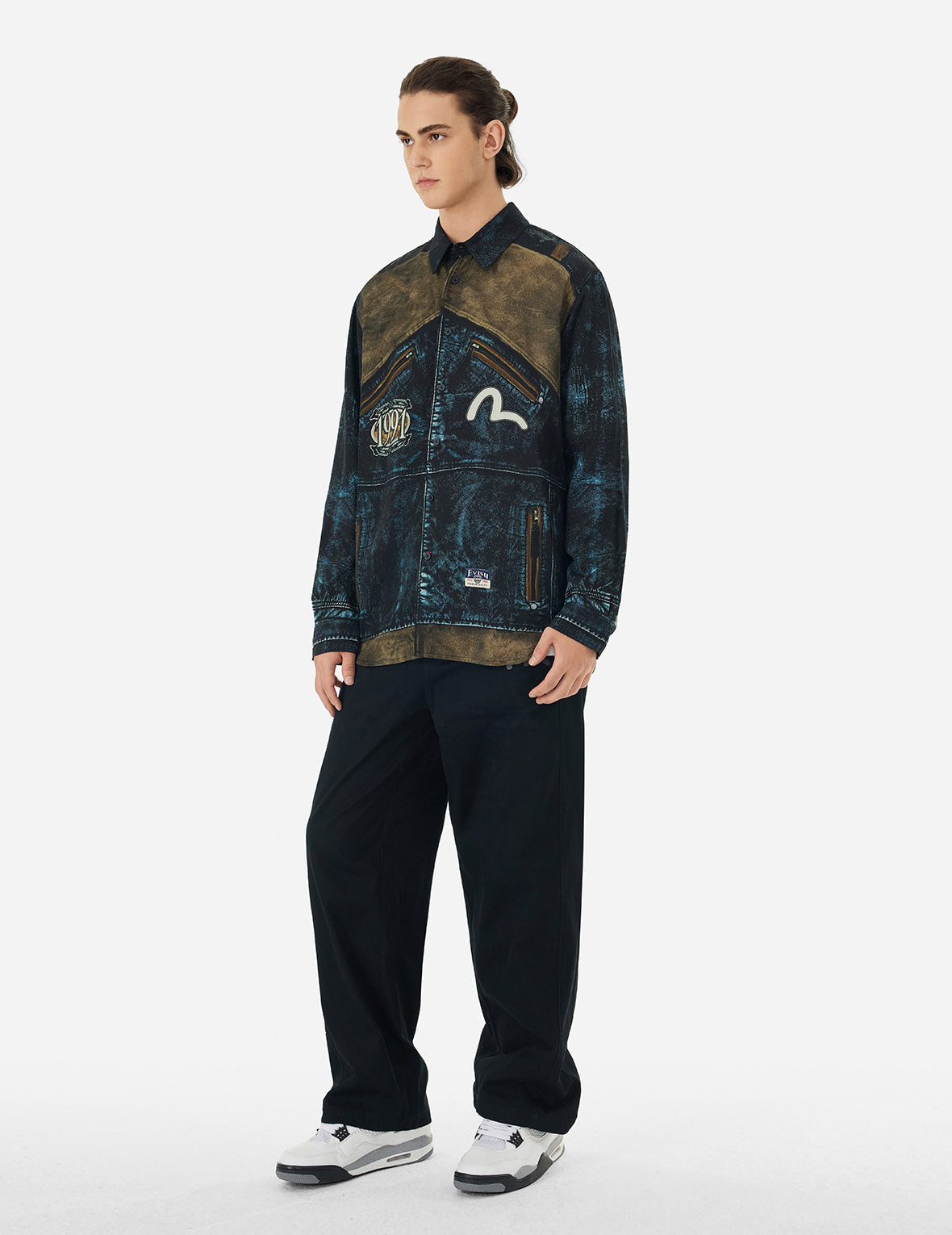 Replicate Biker Print Relax Fit Long-Sleeve Shirt