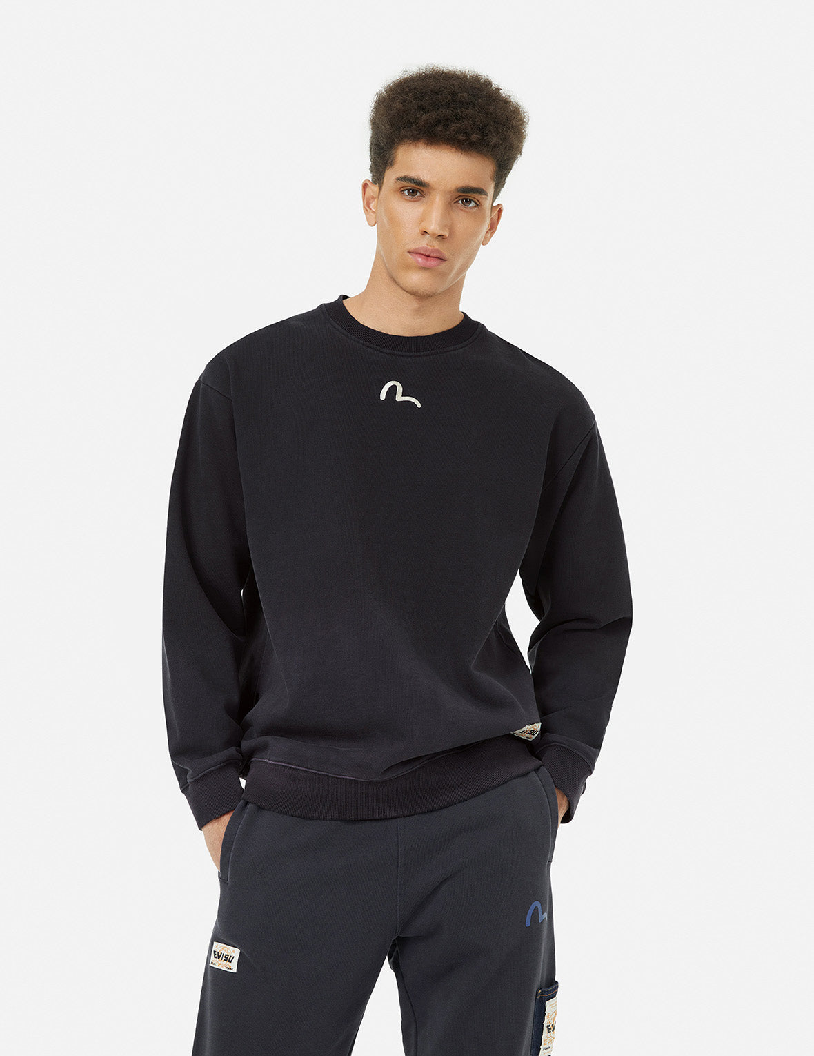 Ebisu Print and Multiple Pocket Washed Relax Fit Sweatshirt