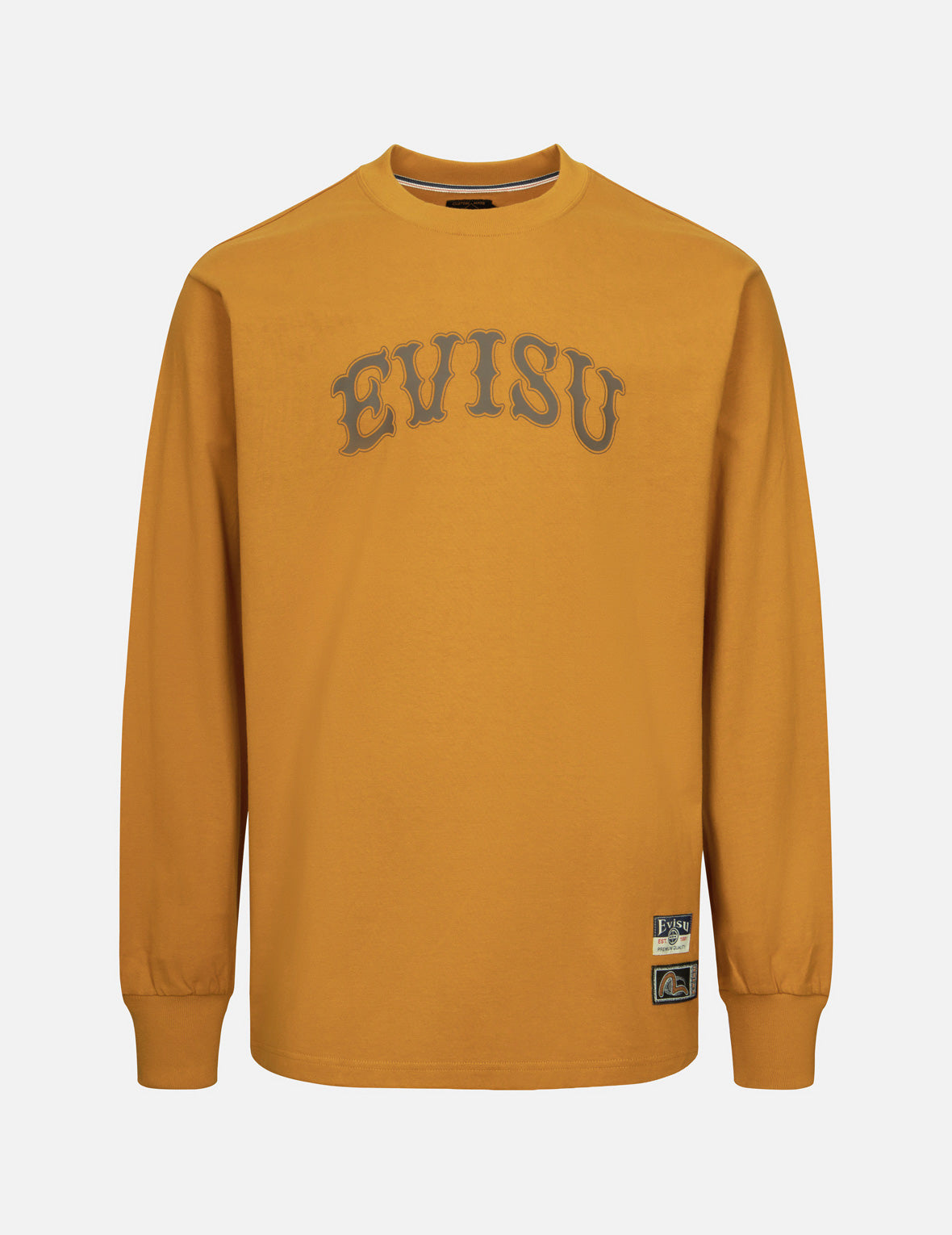 Kamon Embroidery and Logo Print Fashion Fit Long-Sleeve T-shirt