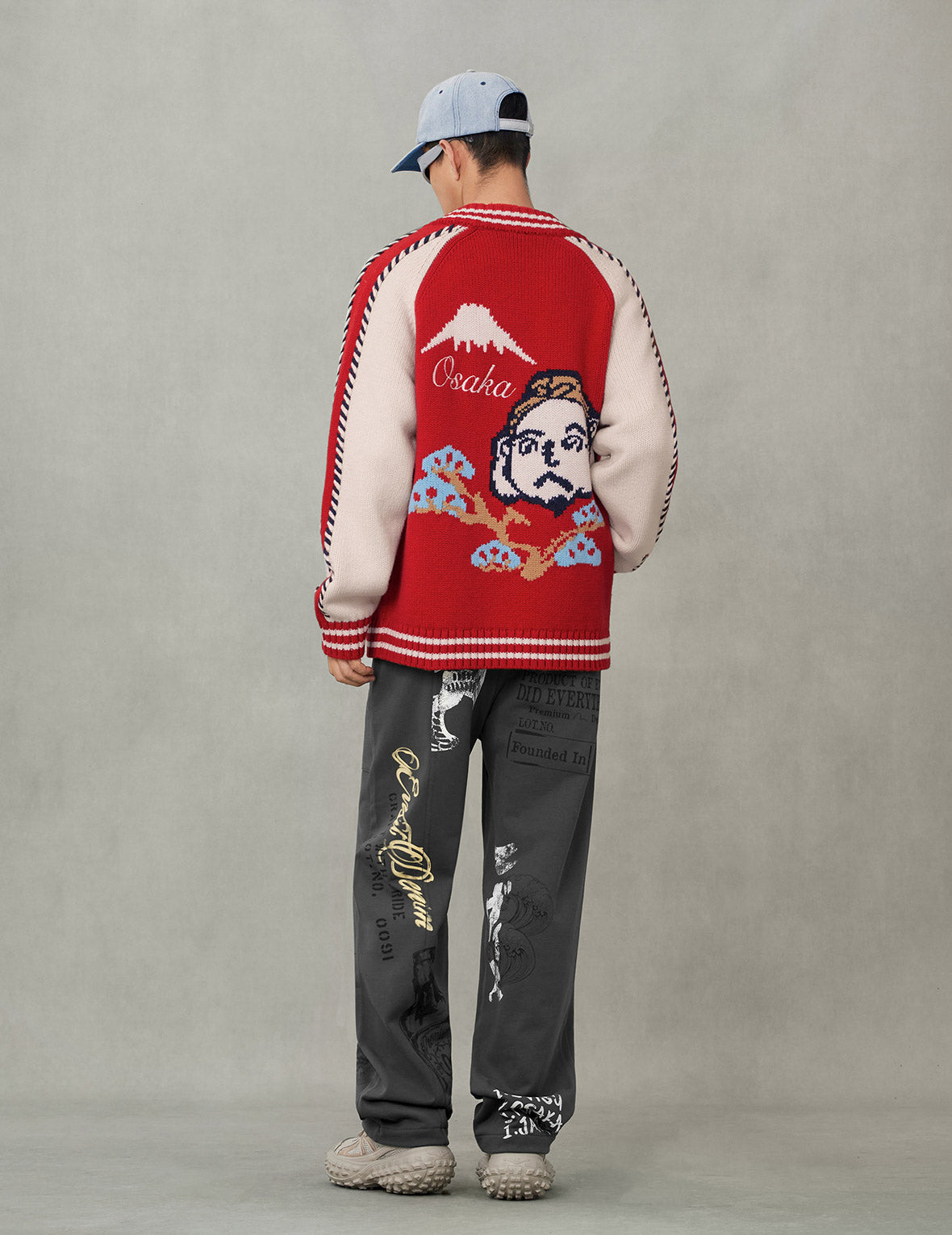 Henohenomohe Godhead Intarsia Knit Relax Fit Cardigan