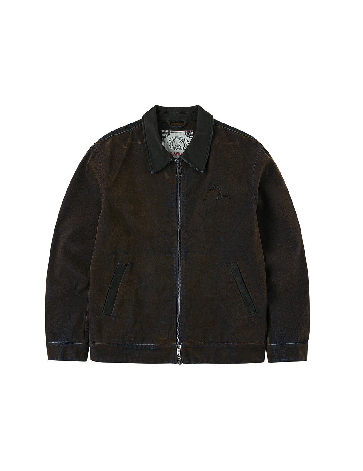 Skull and Logo Embroidery Fashion Fit Heavy Washed Denim Jacket