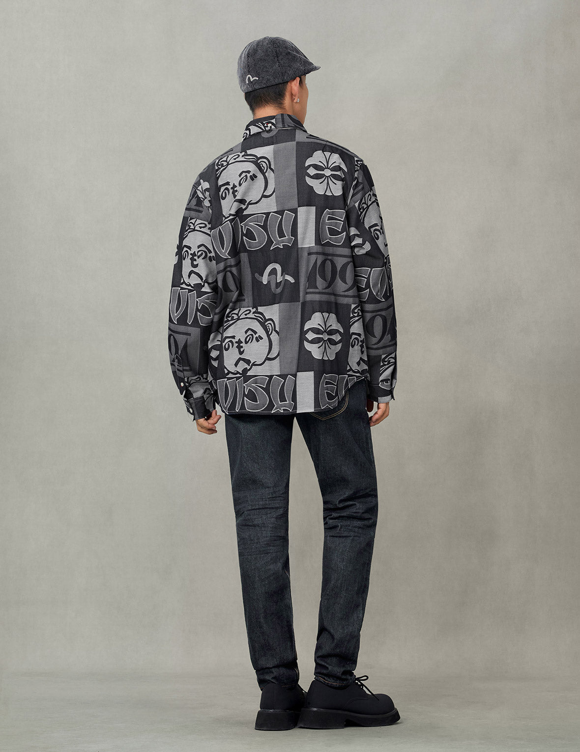 Allover Henohenomohe Godhead Jacquard Relax Fit Denim Shirt