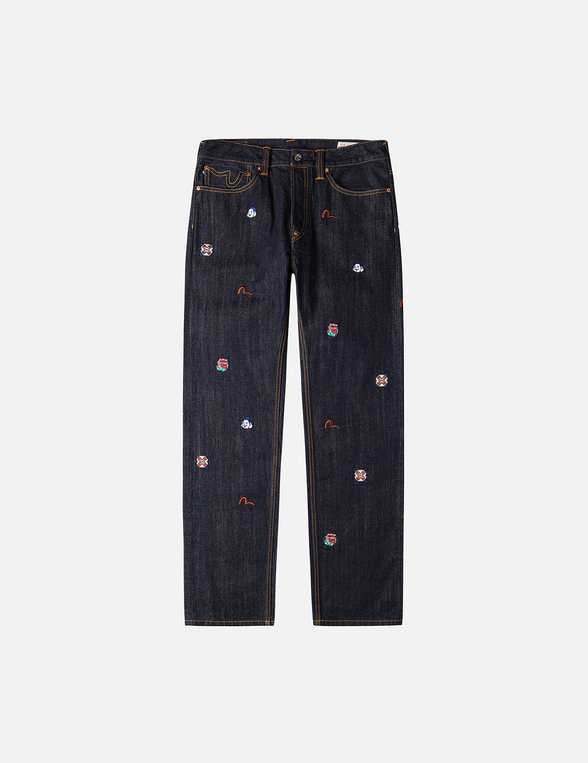Allover Brand Embroidery Regular Fit Jeans #2020