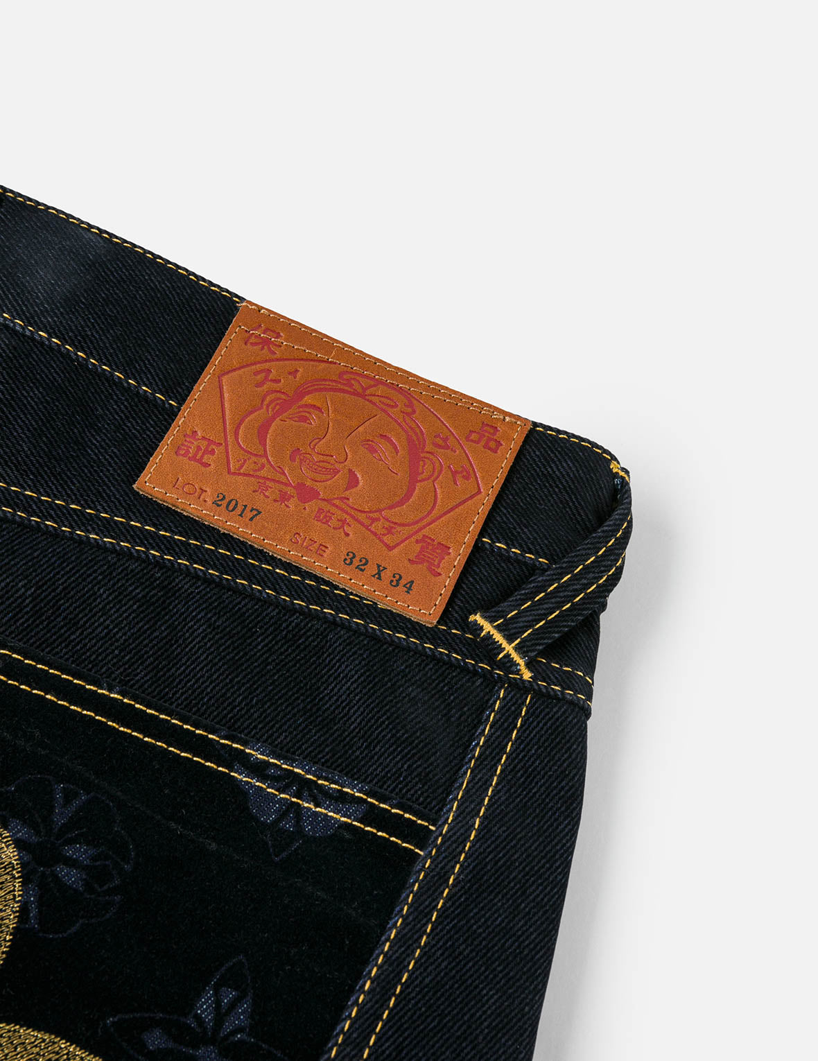 Logo Embroidery and Seagull Print Taper Fit Jeans #2017