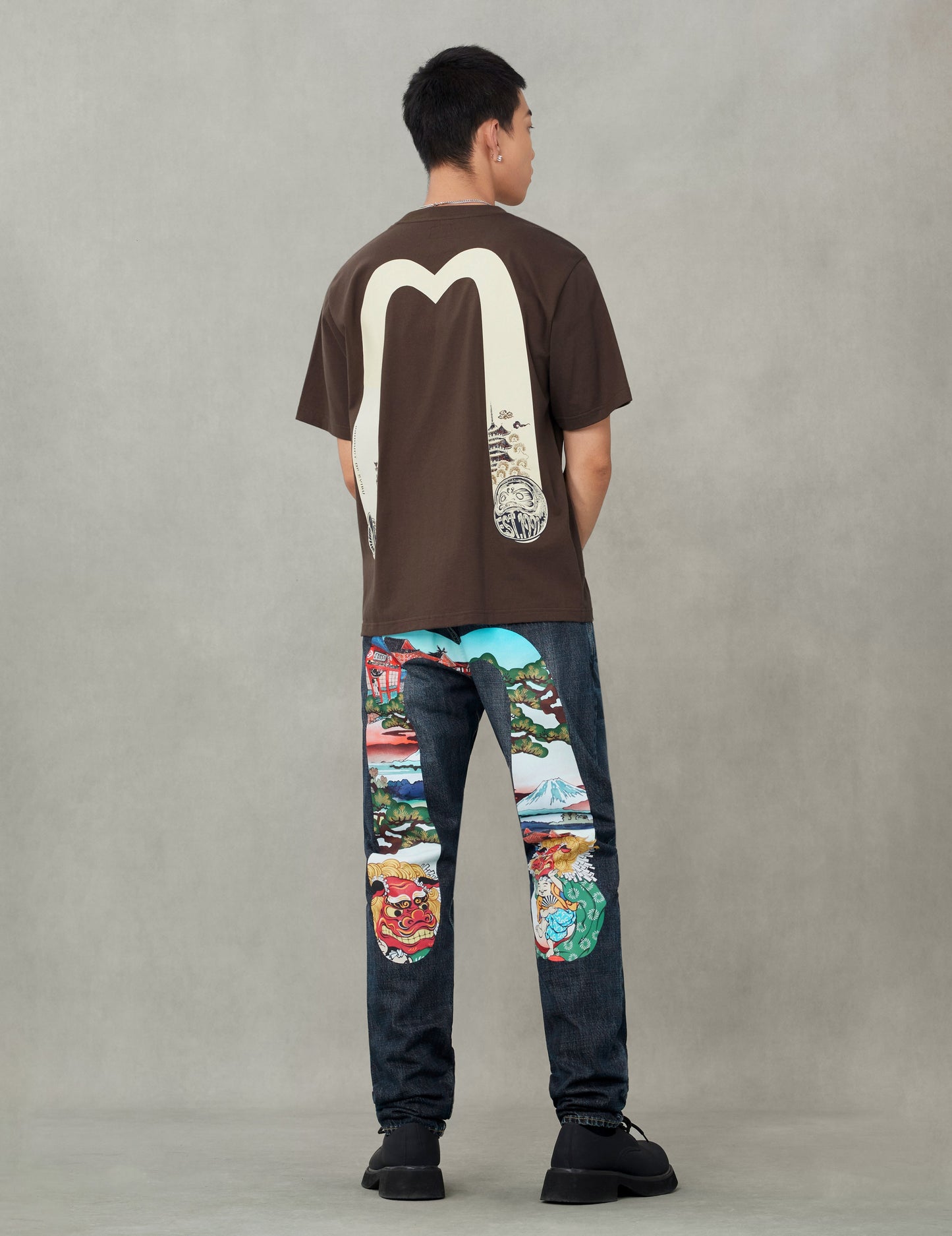 Godhead Lion Dance Daicock Print Taper Fit Jeans