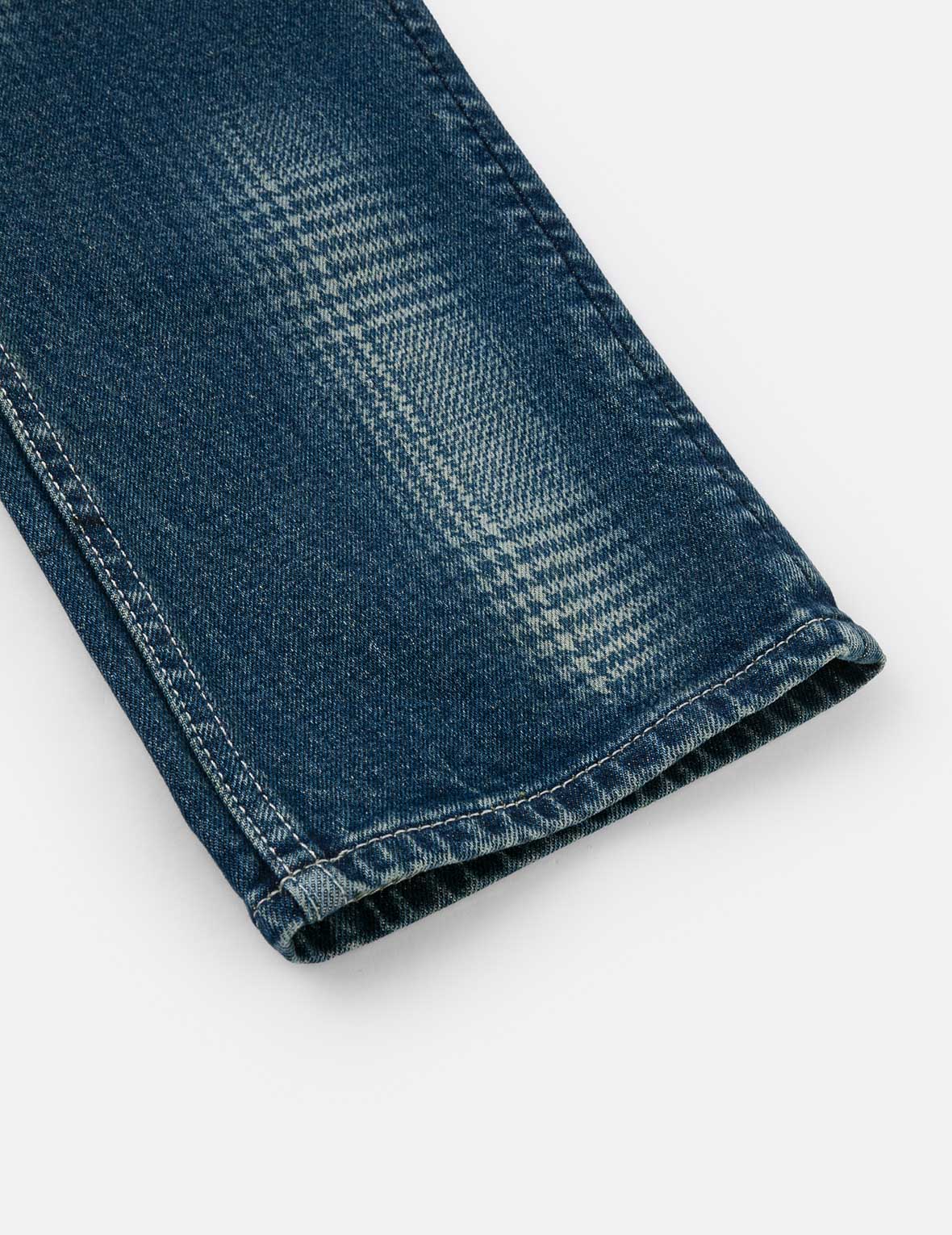 Washed Handbrush Houndstooth Daicock Print Slim Fit Jeans #2010