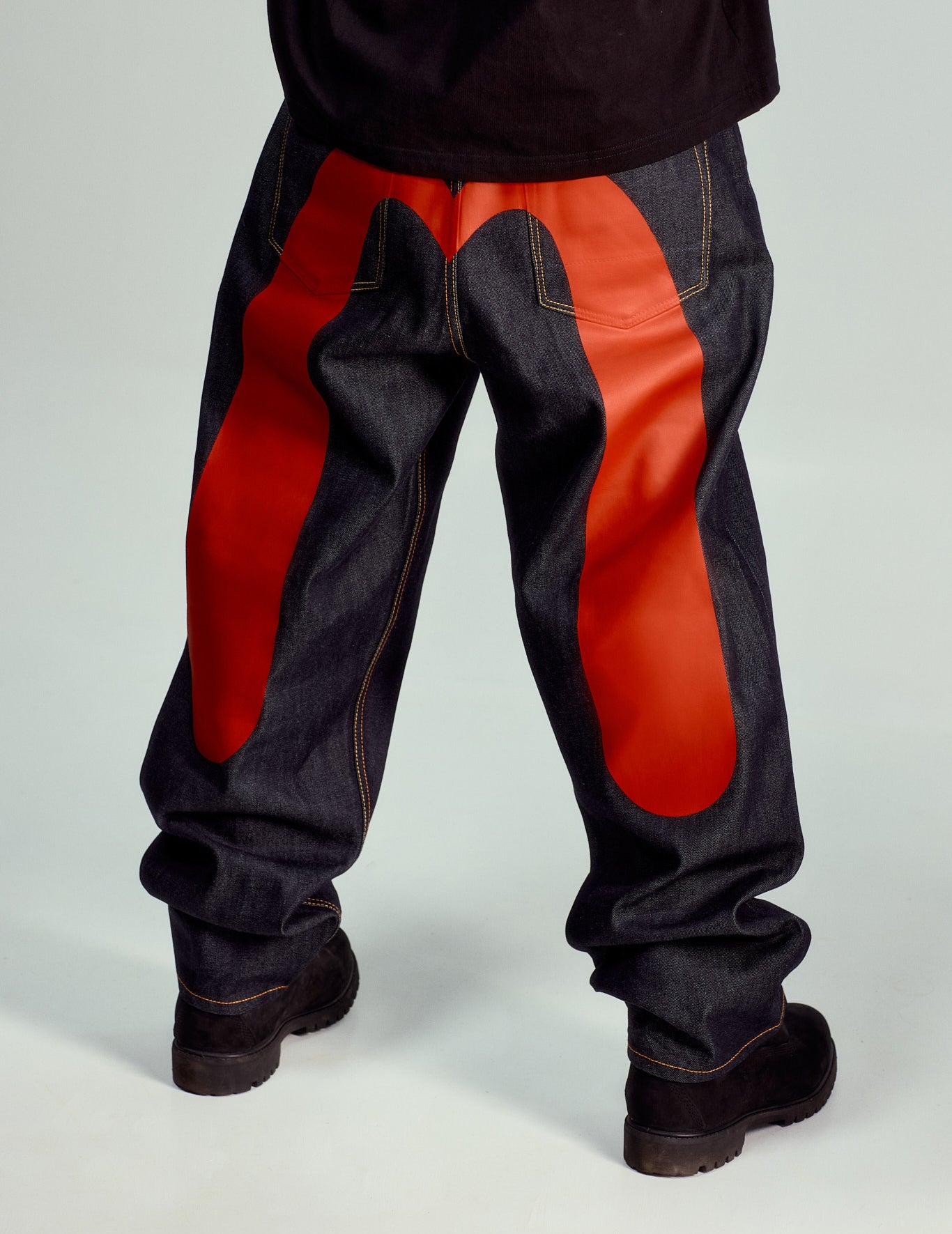 Red Daicock Print Loose Fit Jeans #2038 – EVISU