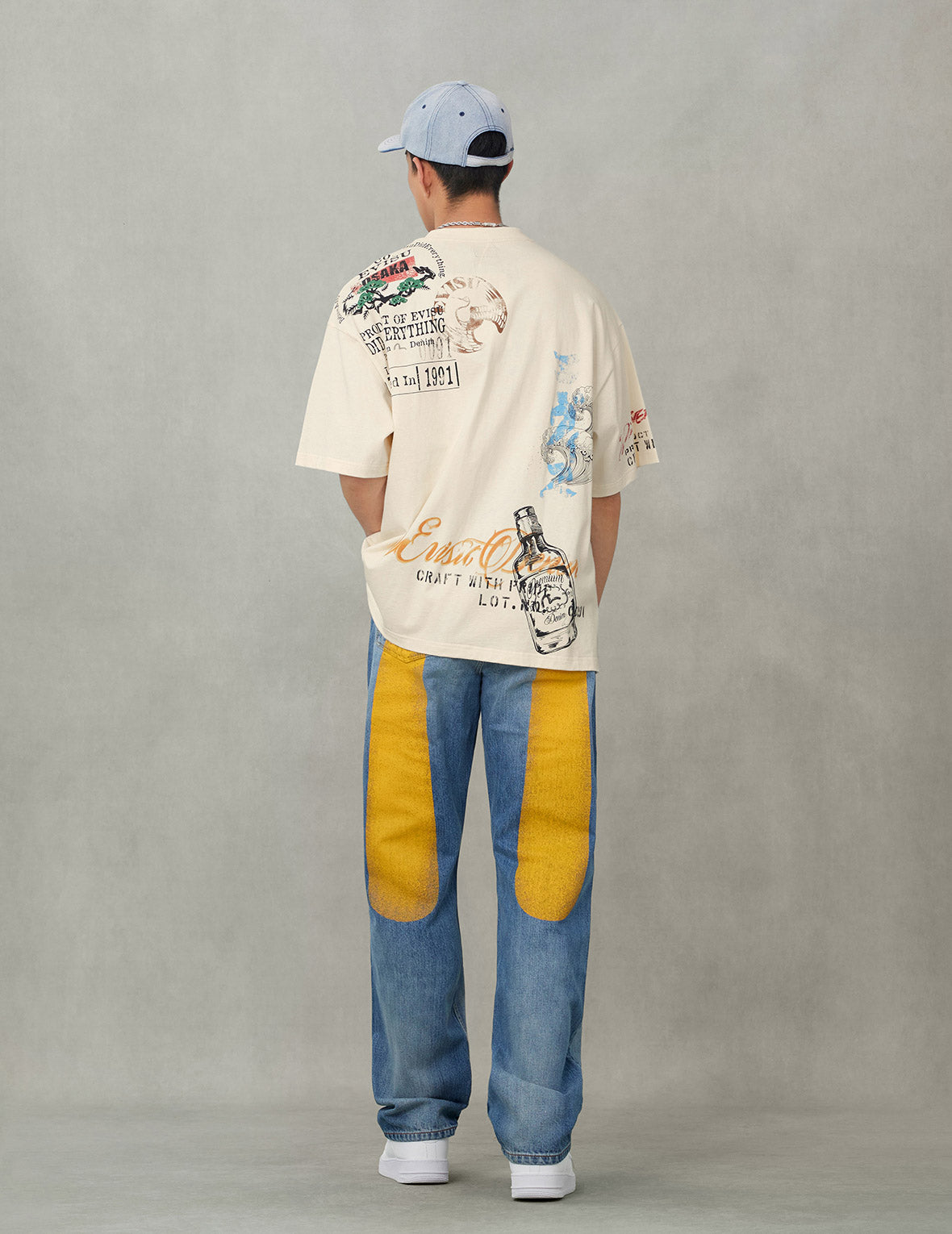 EVIS キッキー　イエローペイントジーンズ Yellow Daicock Print Regular Fit Jeans #2020 – EVISU