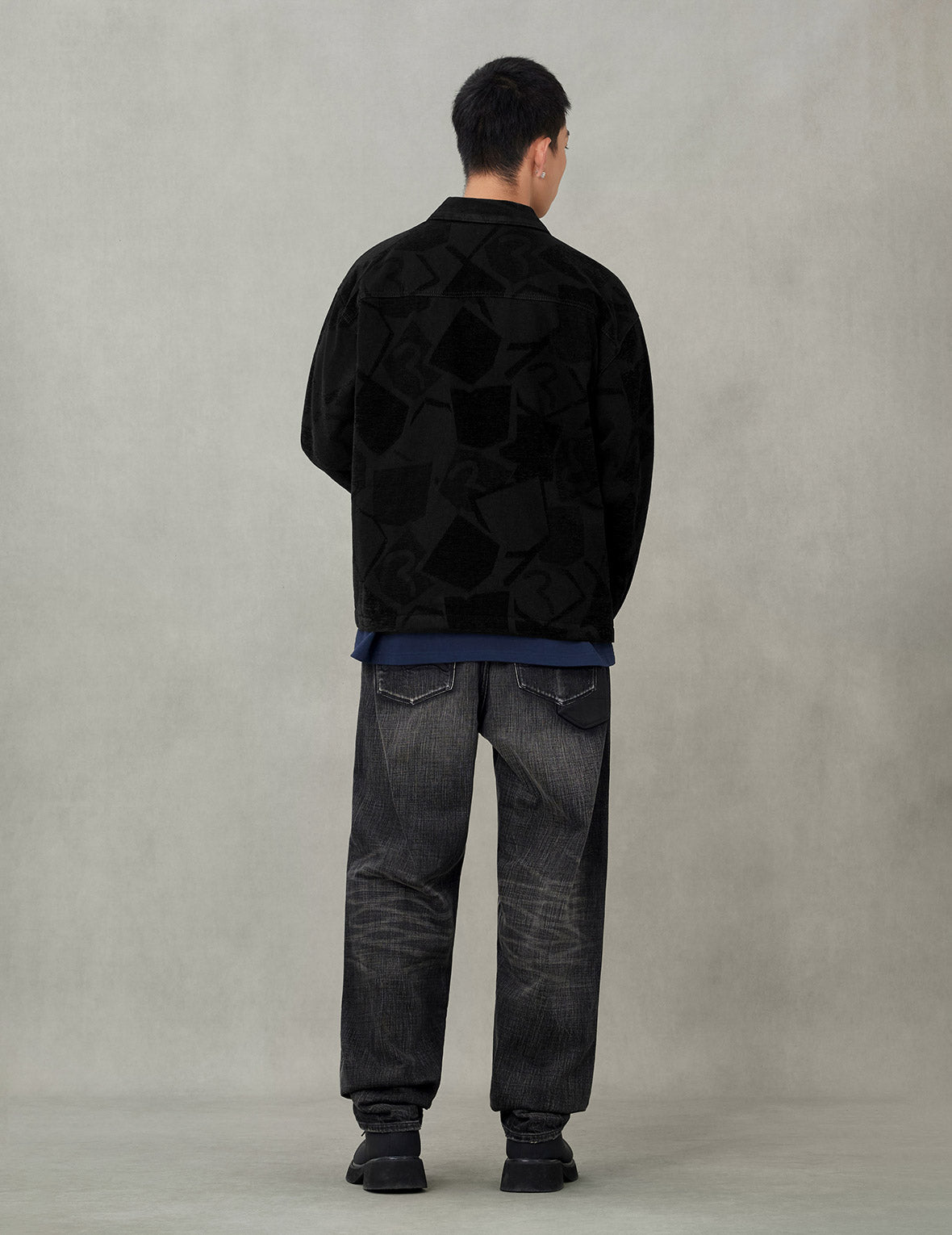 Allover Seagull Jacquard  Regular Fit Chore Jacket