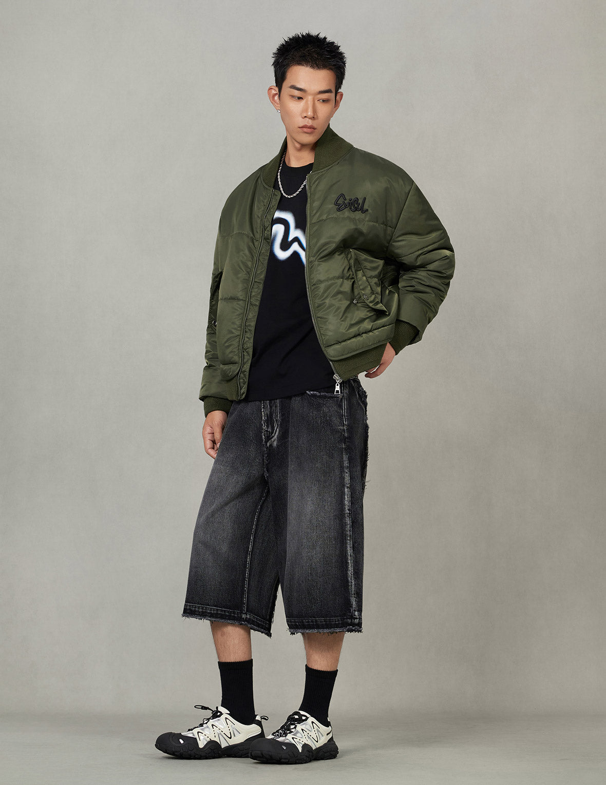 Logo Embroidery Fashion Fit Bomber Jacket
