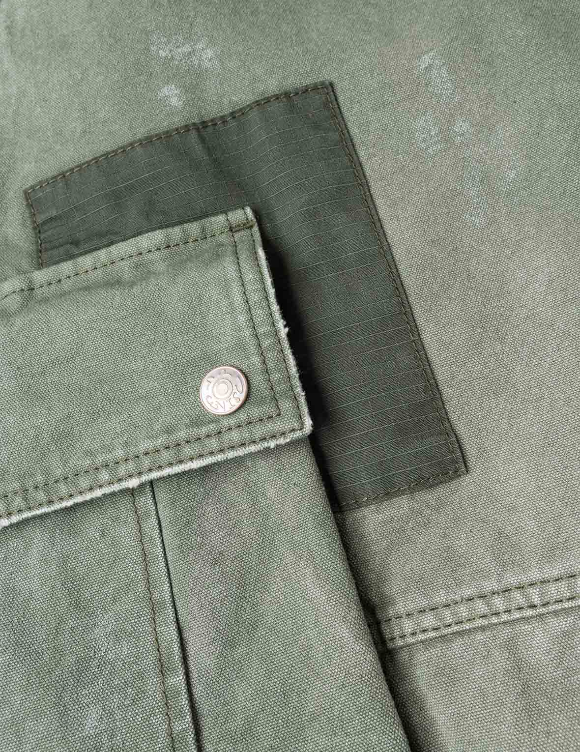 Dual Seagull Print Loose Fit Washed Woven Cargo Joggers