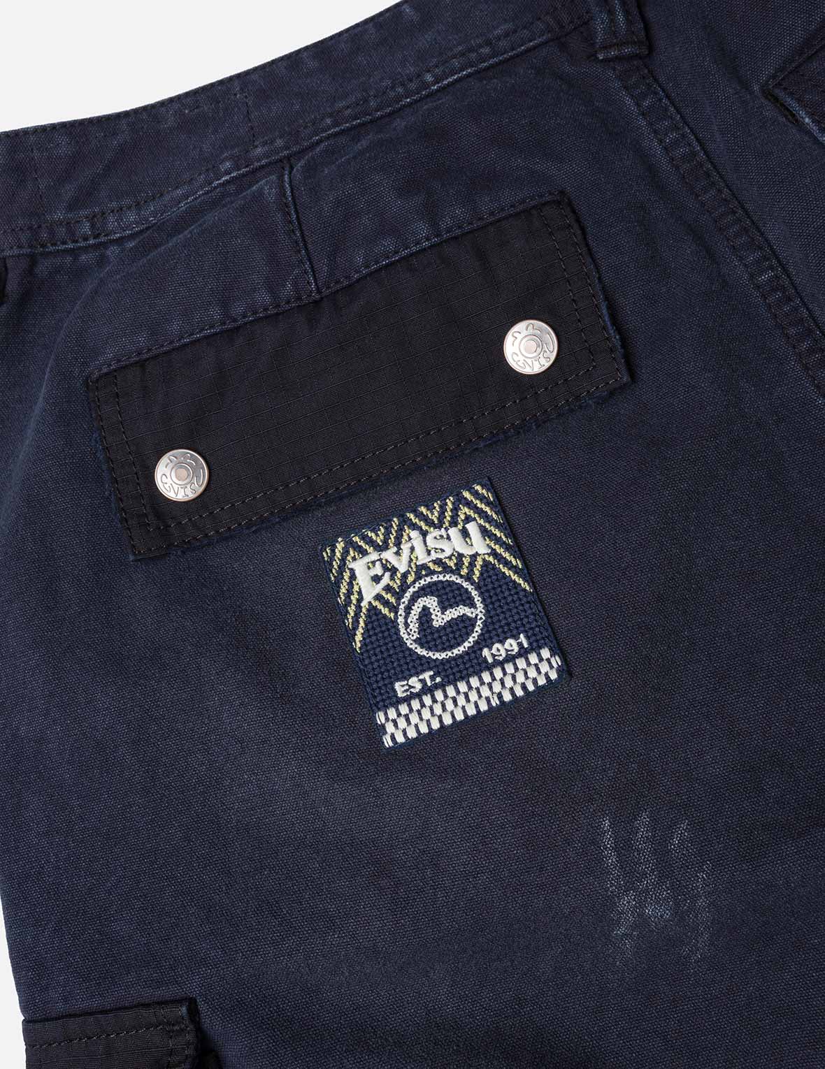 Dual Seagull Print Loose Fit Washed Woven Cargo Joggers