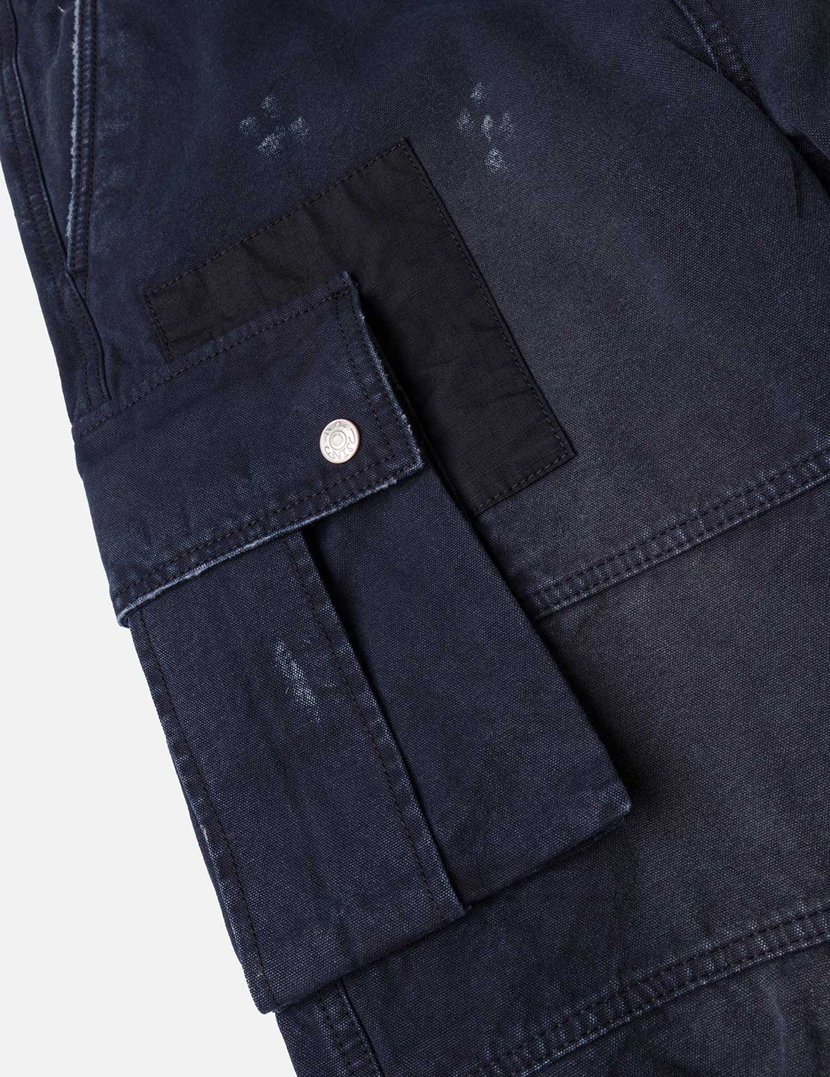 Dual Seagull Print Loose Fit Washed Woven Cargo Joggers