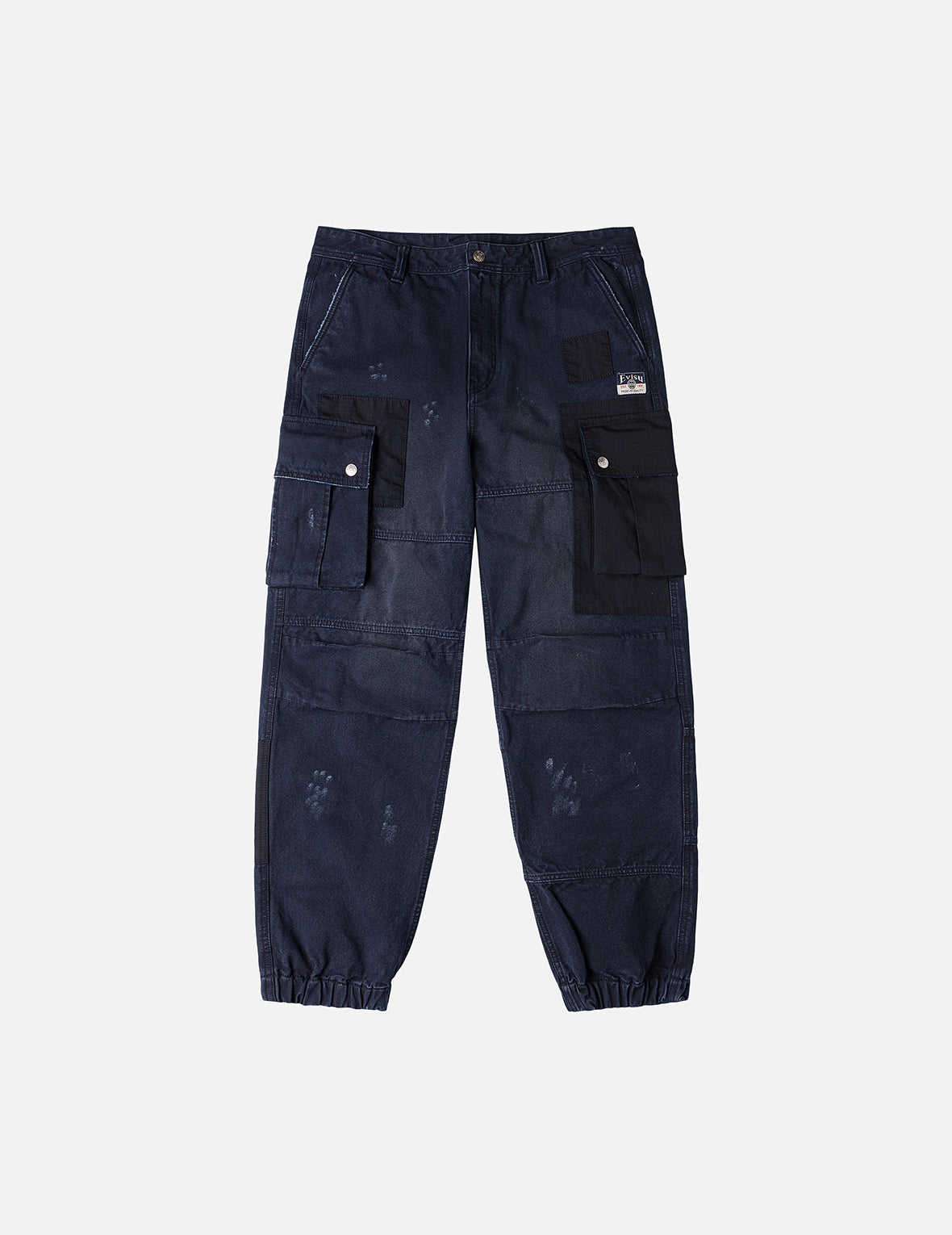 Dual Seagull Print Loose Fit Washed Woven Cargo Joggers